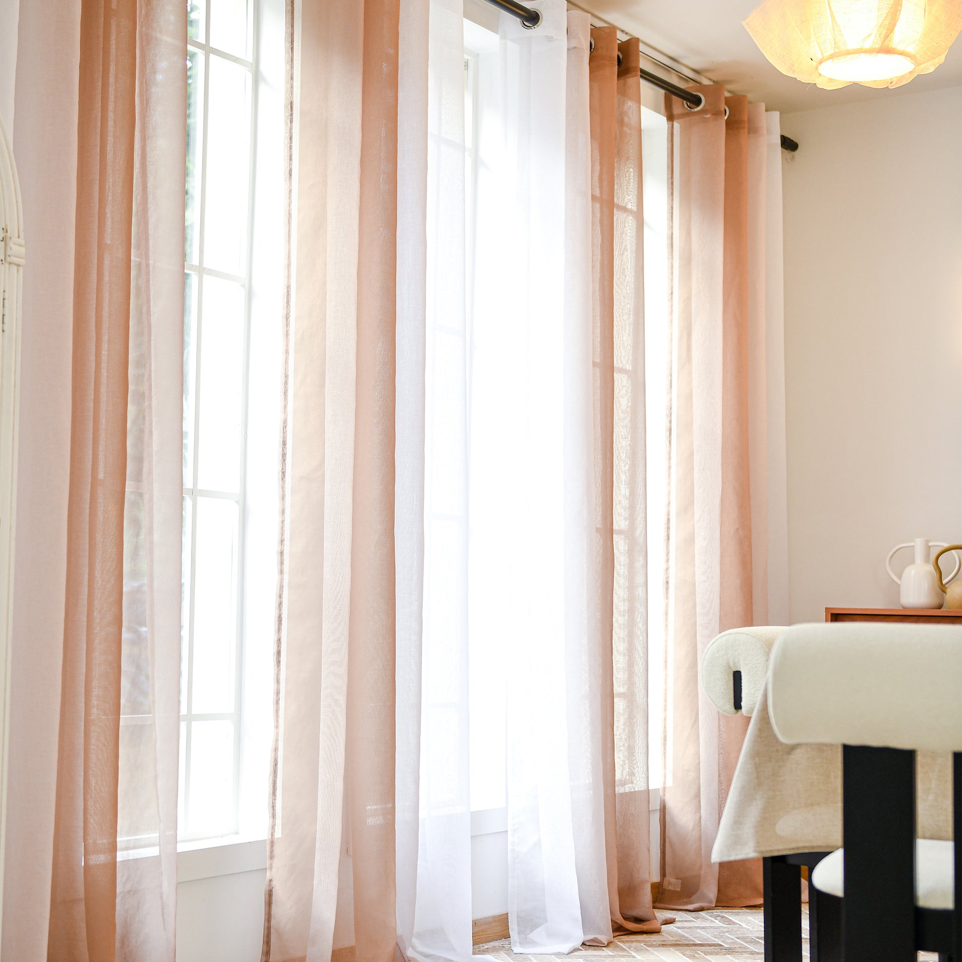 light filtering ombre sheer curtains with linen texture