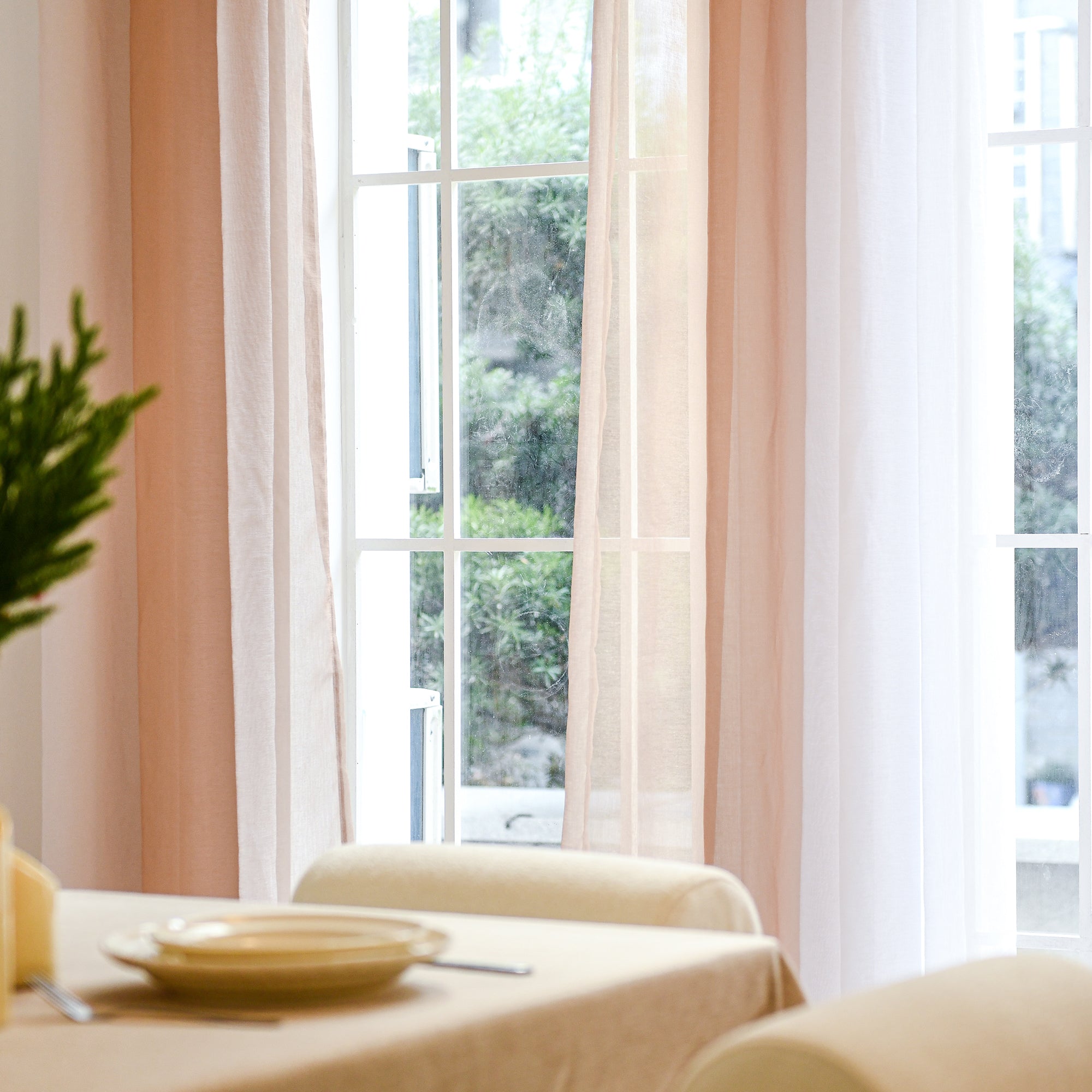 ombre sheer curtain fabric detail linen texture