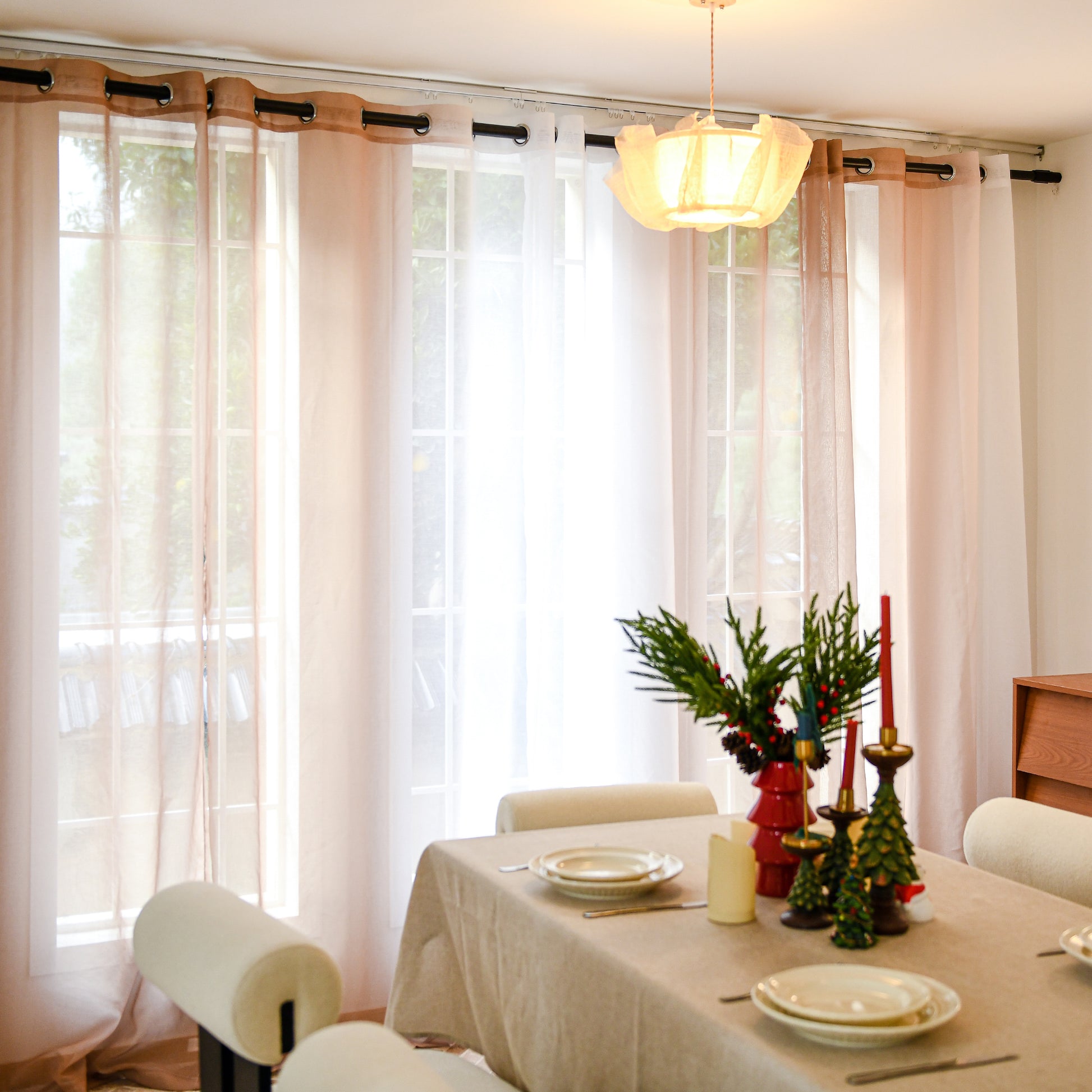 linen texture ombre sheer curtains in modern living room