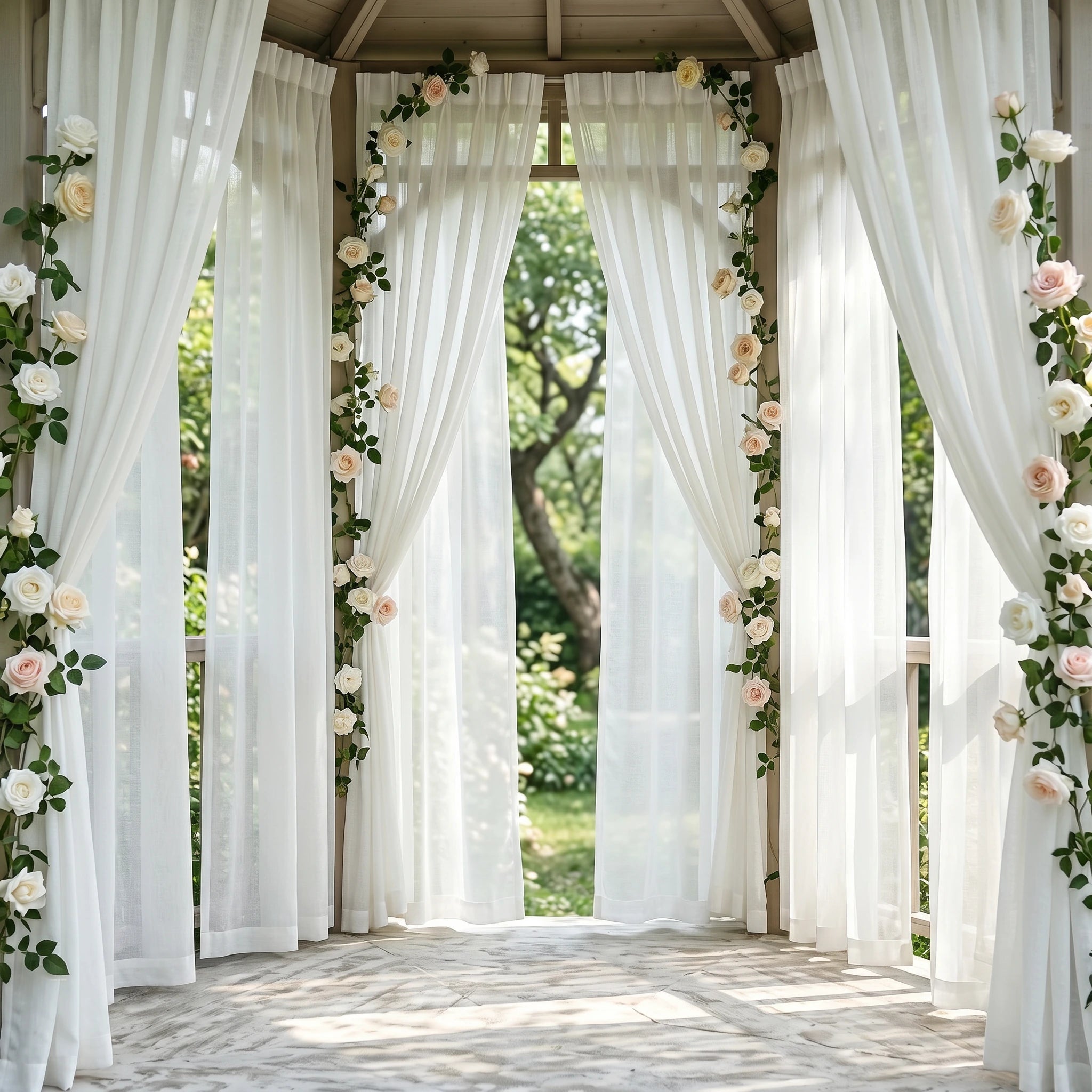 Wedding Linen-Texture Sheer Drapes