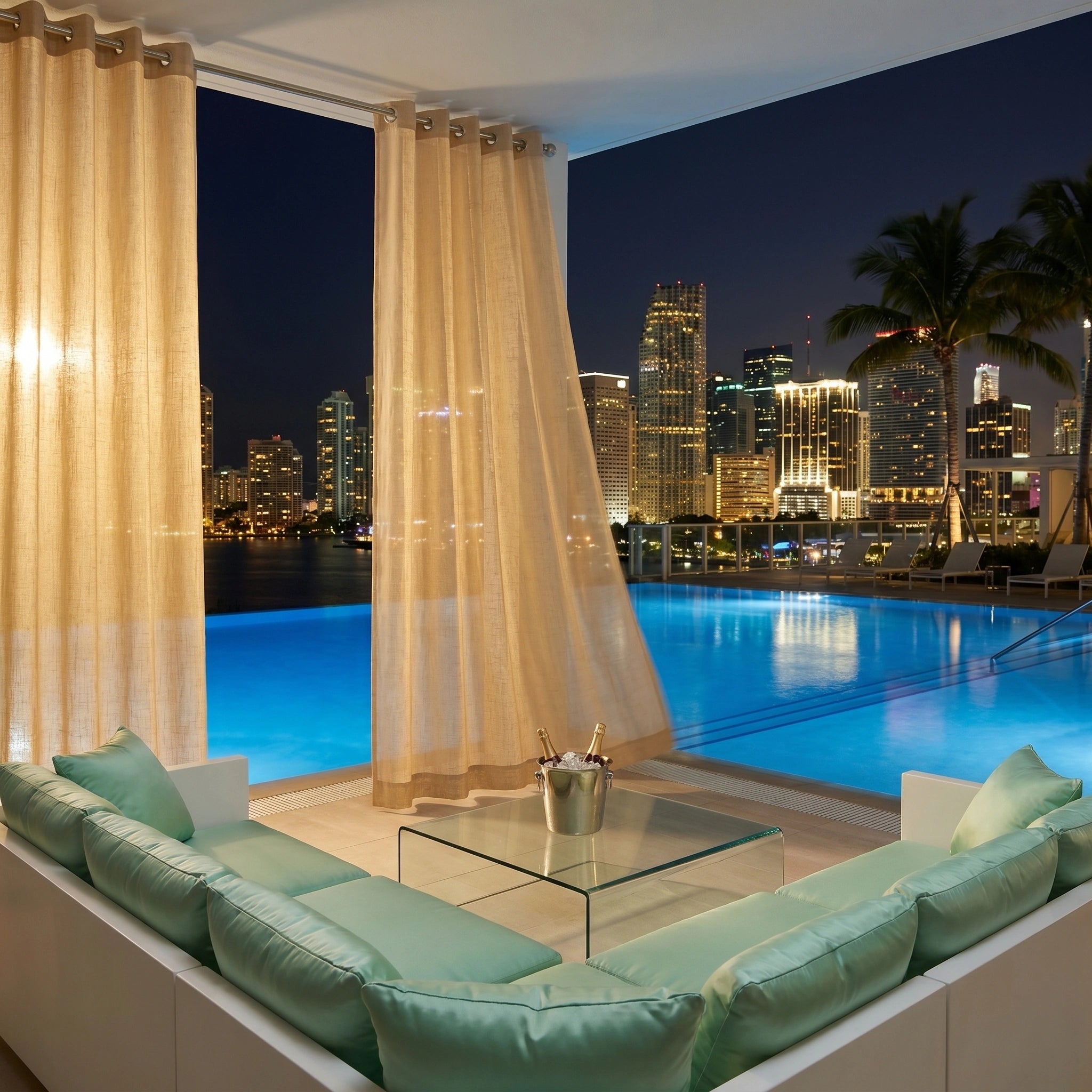 Linen Sheer Solid Outdoor Curtains