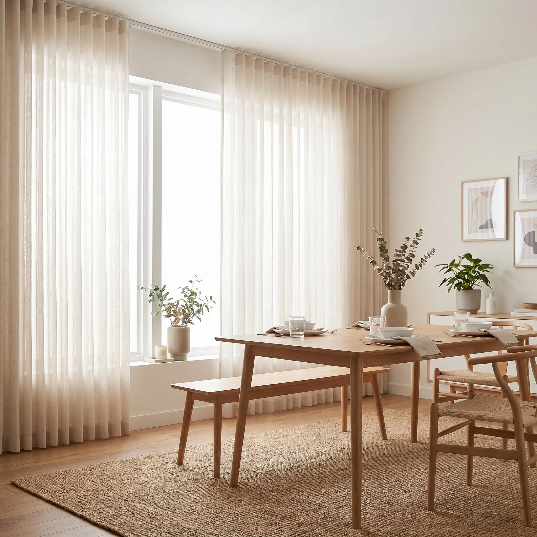 Leto Sandstone Slub Linen Sheer Curtain by DWCN Official, lightweight and airy with a soft linen texture in sandstone color.