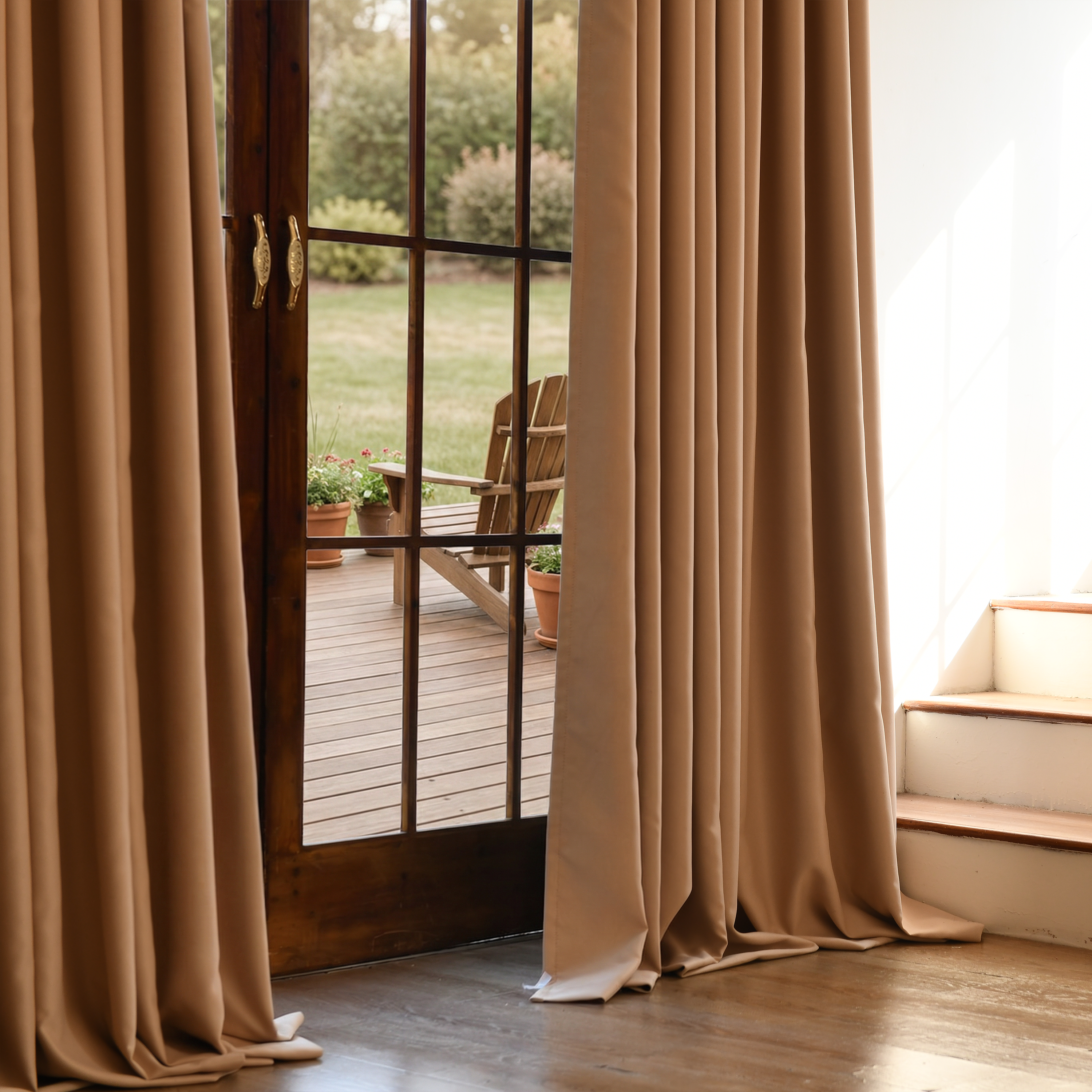 Black silk-fiber curtains from DWCN Official, designed for total blackout, featuring smooth fabric and a sleek, modern look.