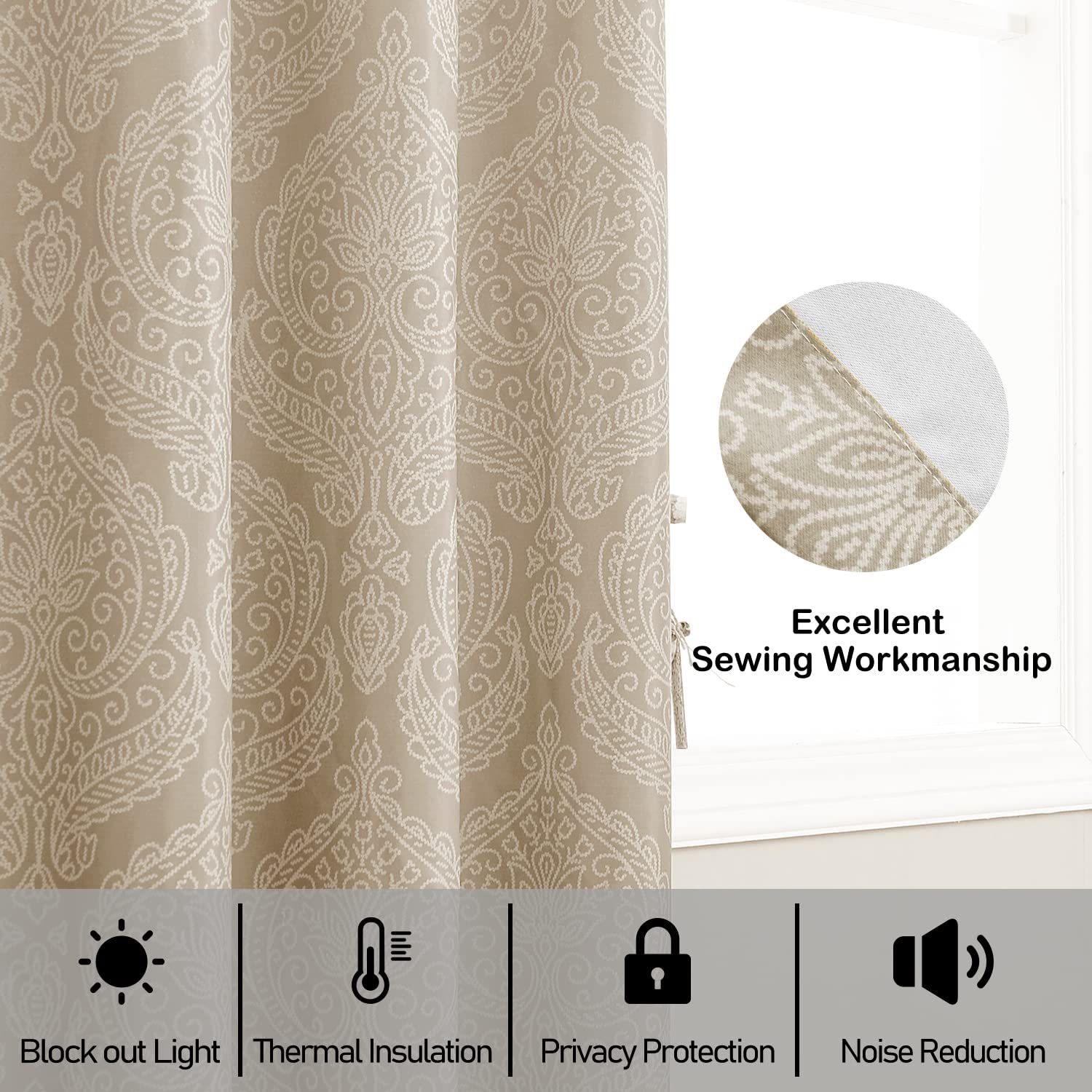 Set of two DWCN Ombre Blackout Curtains with a black-to-gray gradient, designed to block light and add modern style to a room.