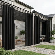 DWCN Official outdoor curtain with tab tops and ropes, windproof and waterproof fabric for outdoor weather protection.