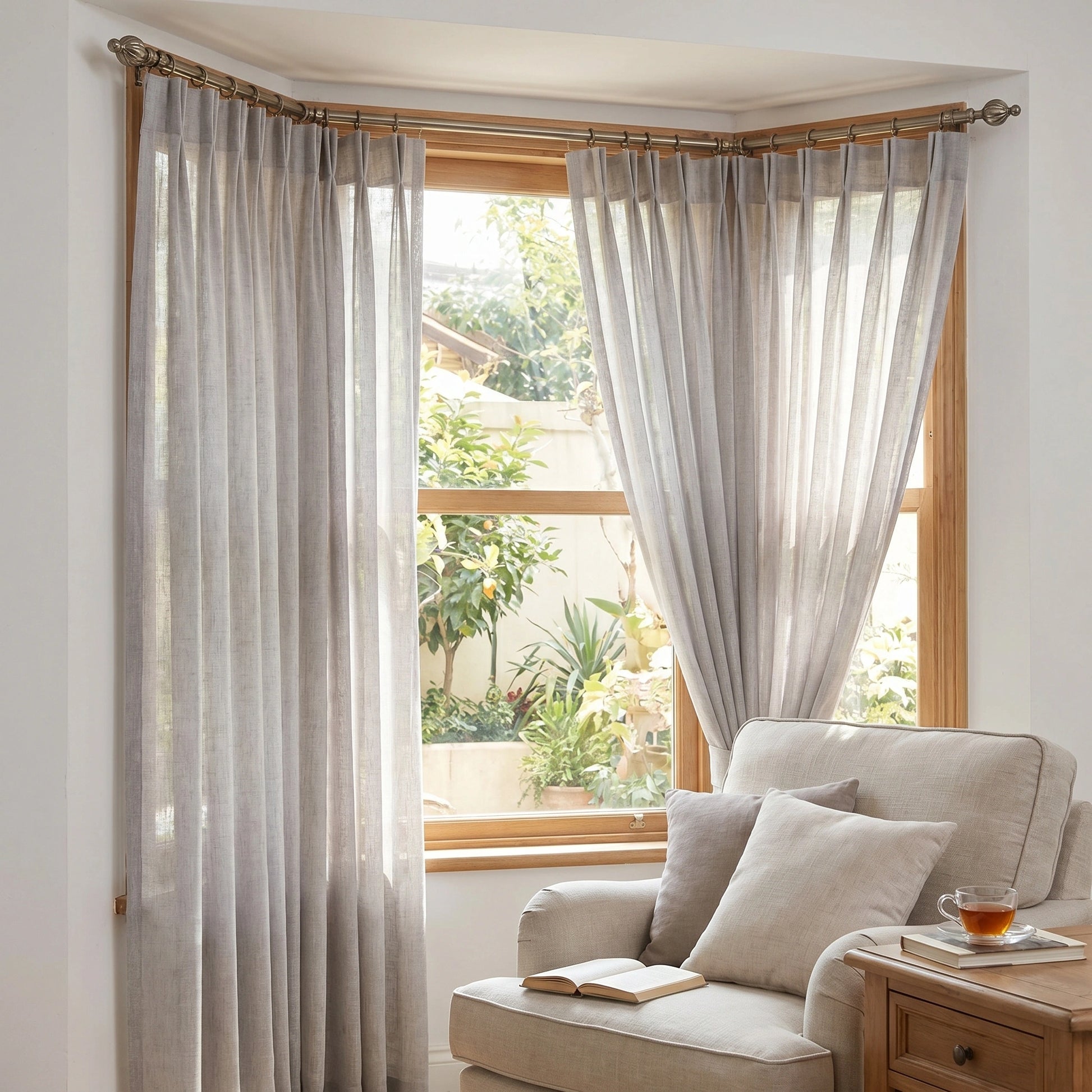 Eos Ivory Veil Linen Sheer Curtain by DWCN Official hanging with soft fabric and delicate transparency for elegant window decor