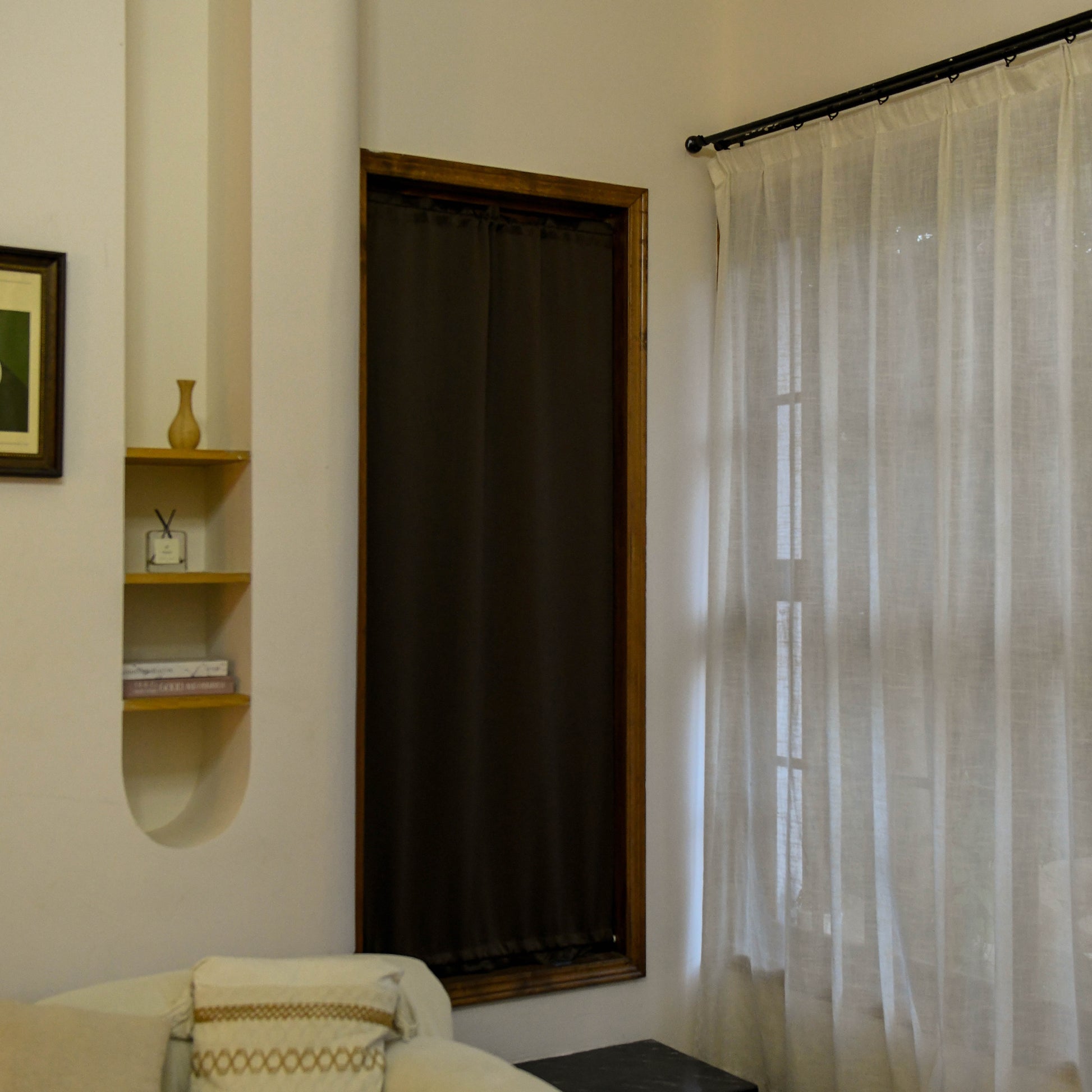 Custom French door blackout curtains made with silk fiber fabric