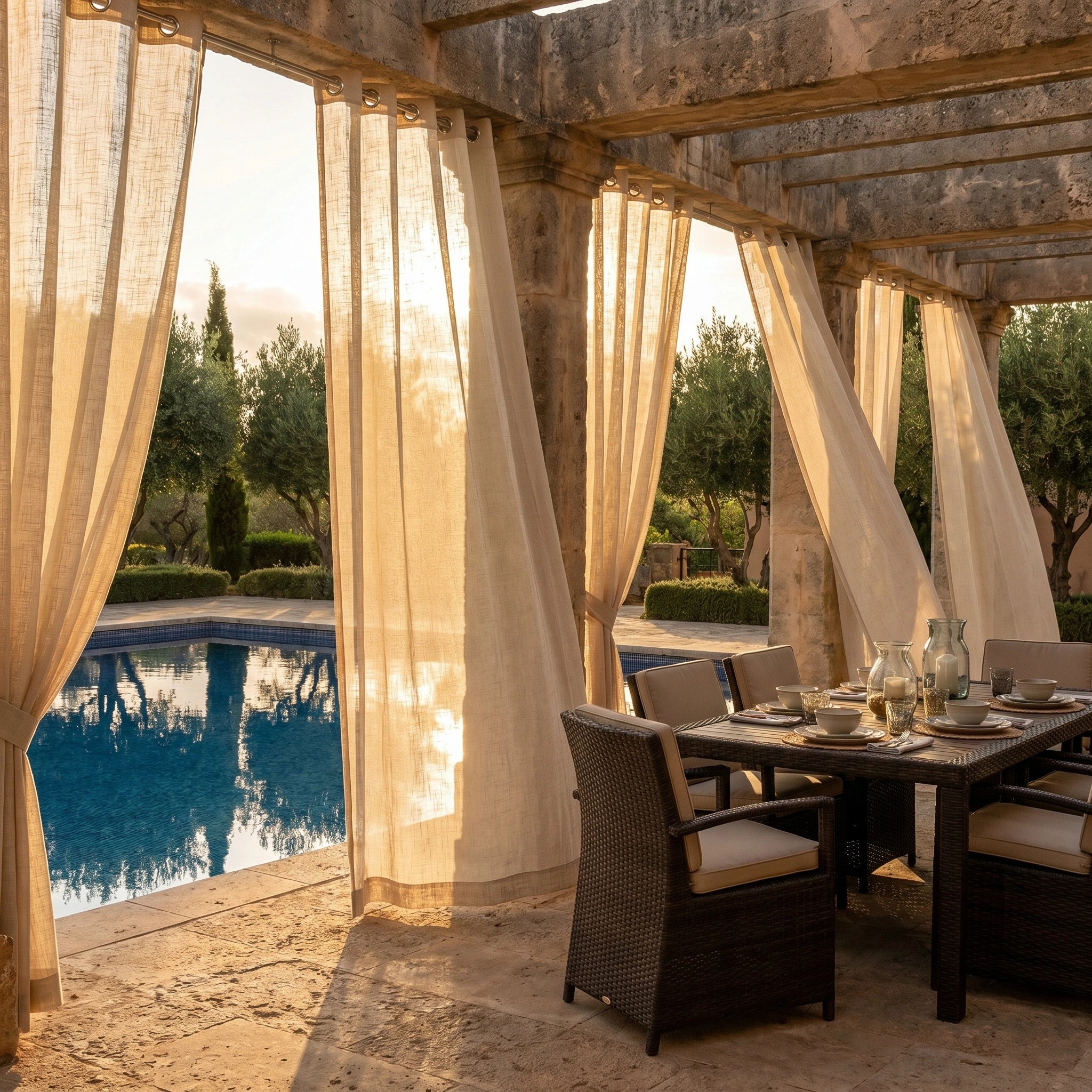 Linen Sheer Solid Outdoor Curtains