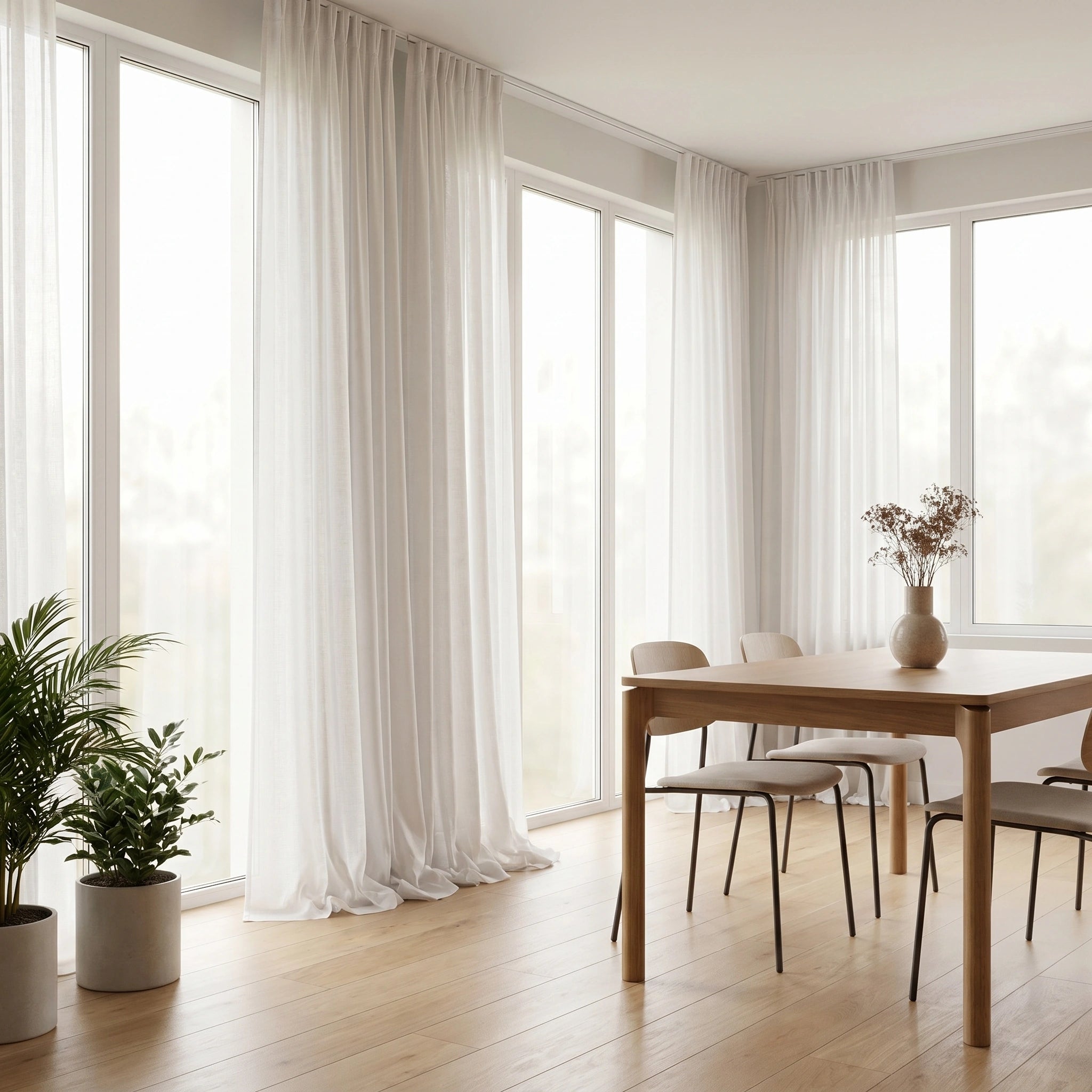 Eos Ivory Veil Linen Sheer Curtain by DWCN Official, showing lightweight, semi-transparent linen fabric hanging with soft folds.