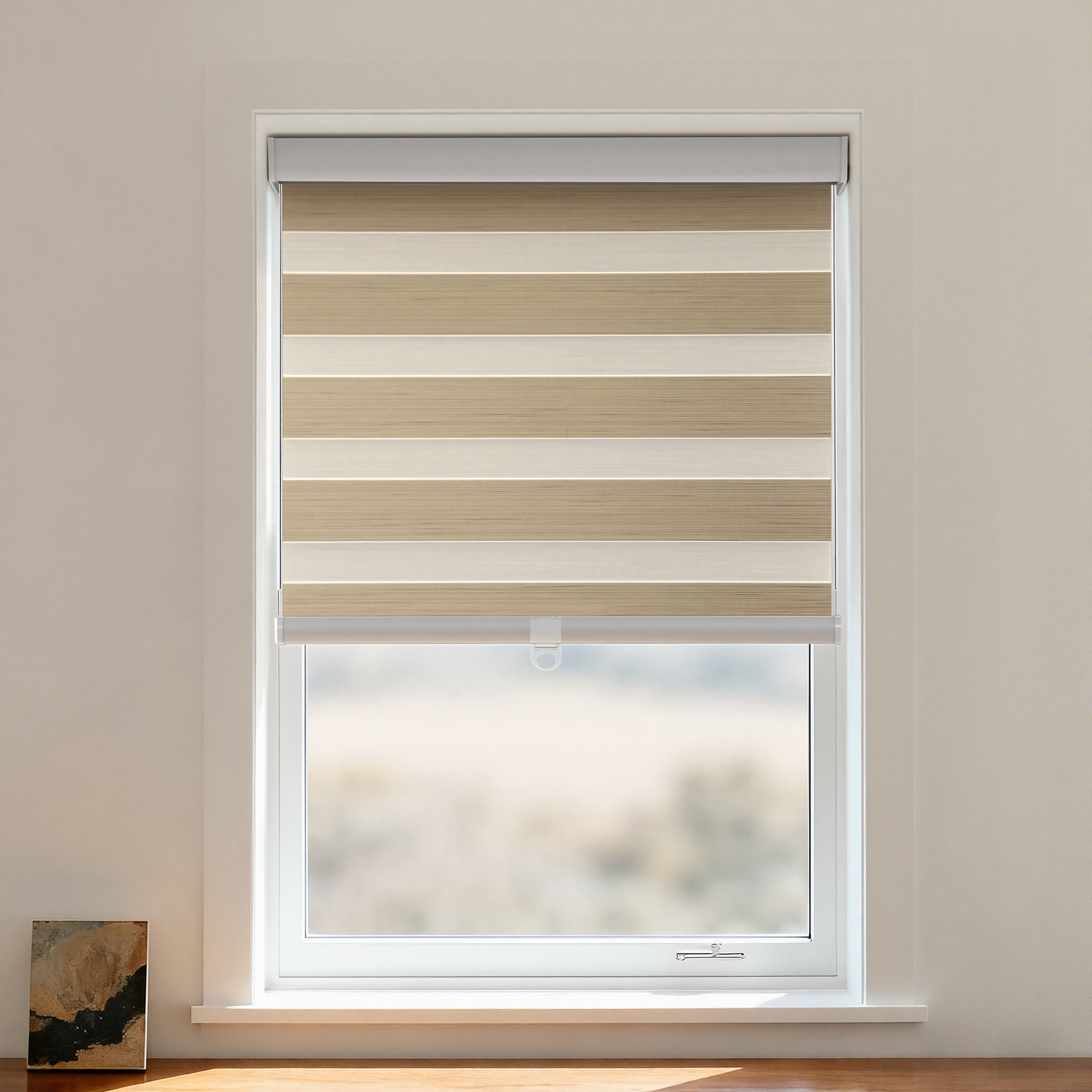 DWCN Official Paola Blackout Zebra Shade cordless window covering with black and white zebra stripe design and sleek modern look.
