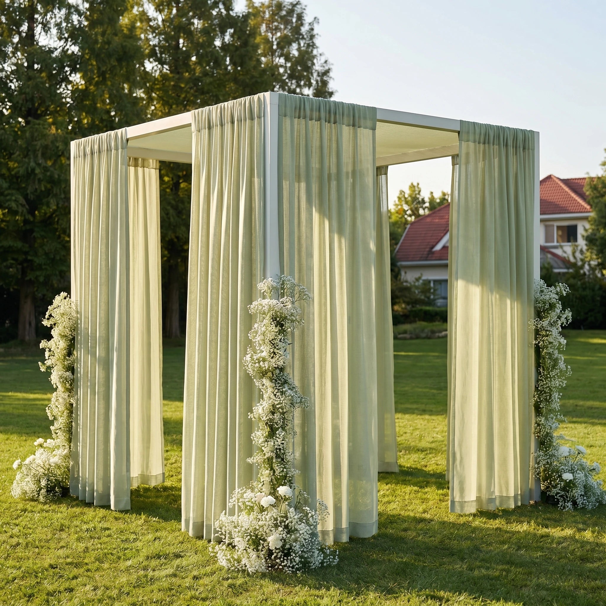 Wedding Linen-Texture Sheer Drapes