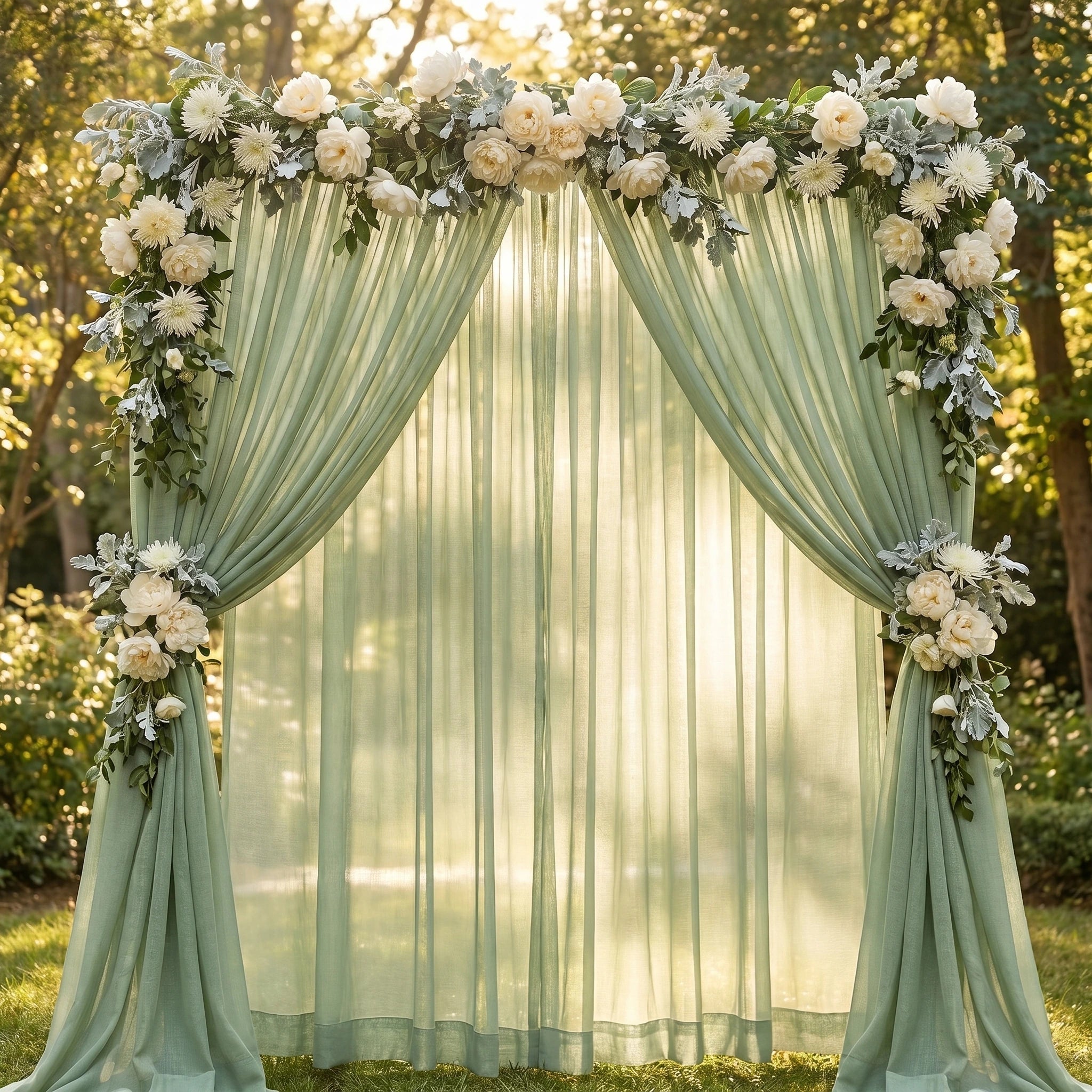 Wedding Linen-Texture Sheer Drapes
