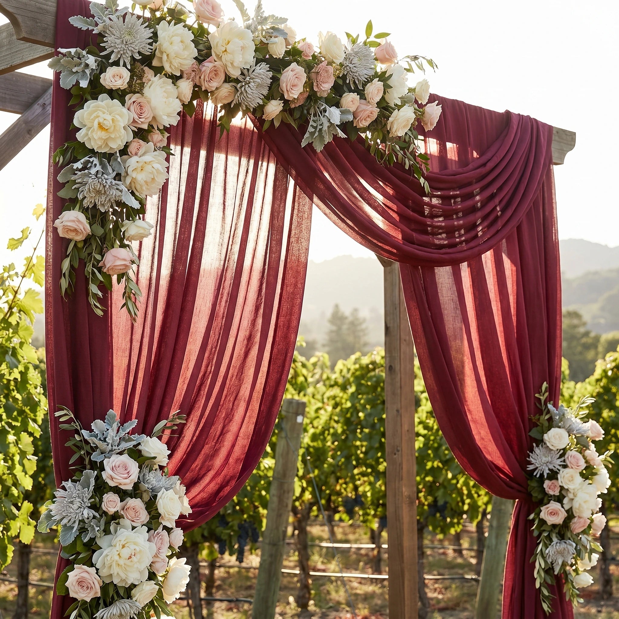 Wedding Linen-Texture Sheer Drapes
