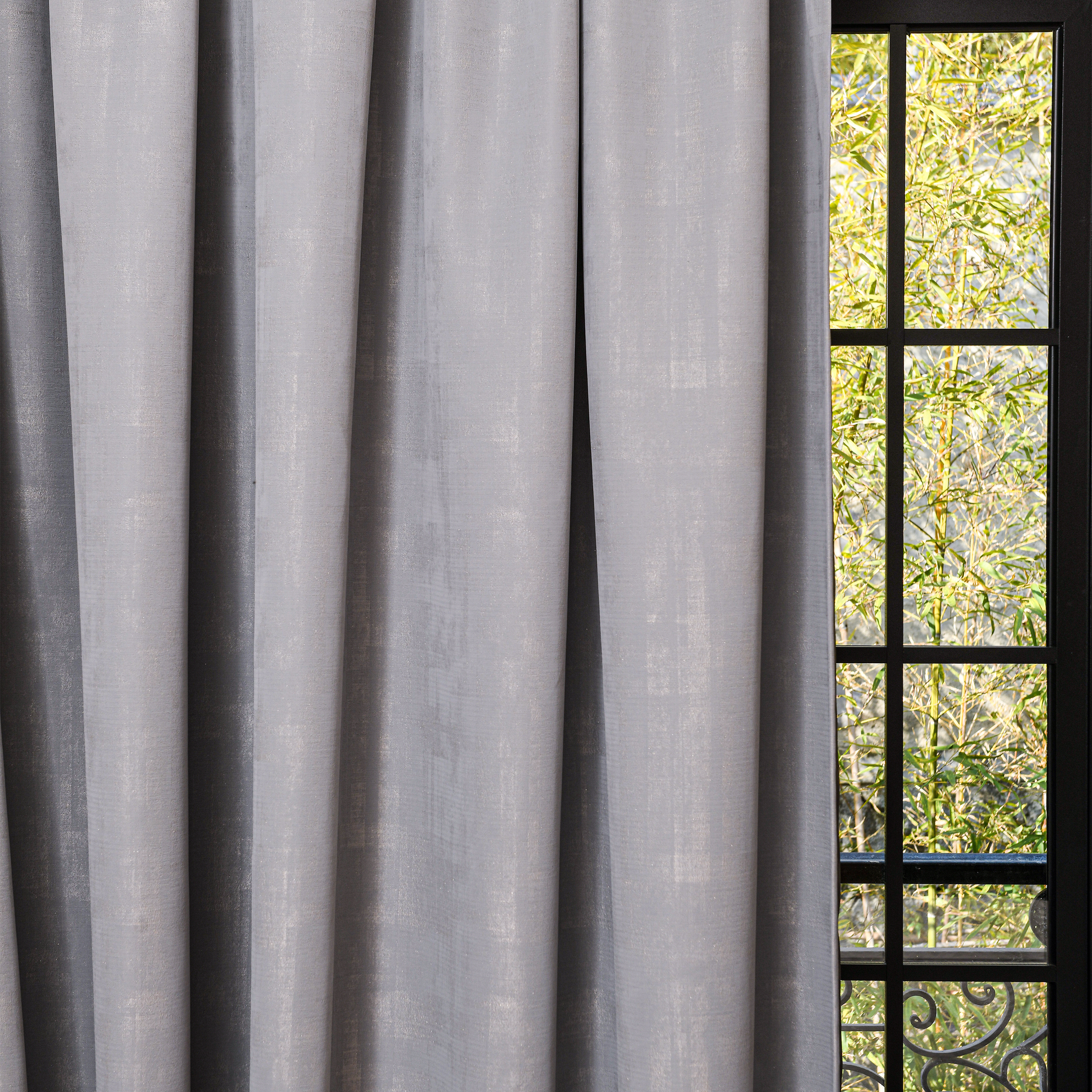 A close-up of DWCN Official Aurelia cotton curtain with embroidered pattern, showcasing detailed floral design and soft fabric texture.