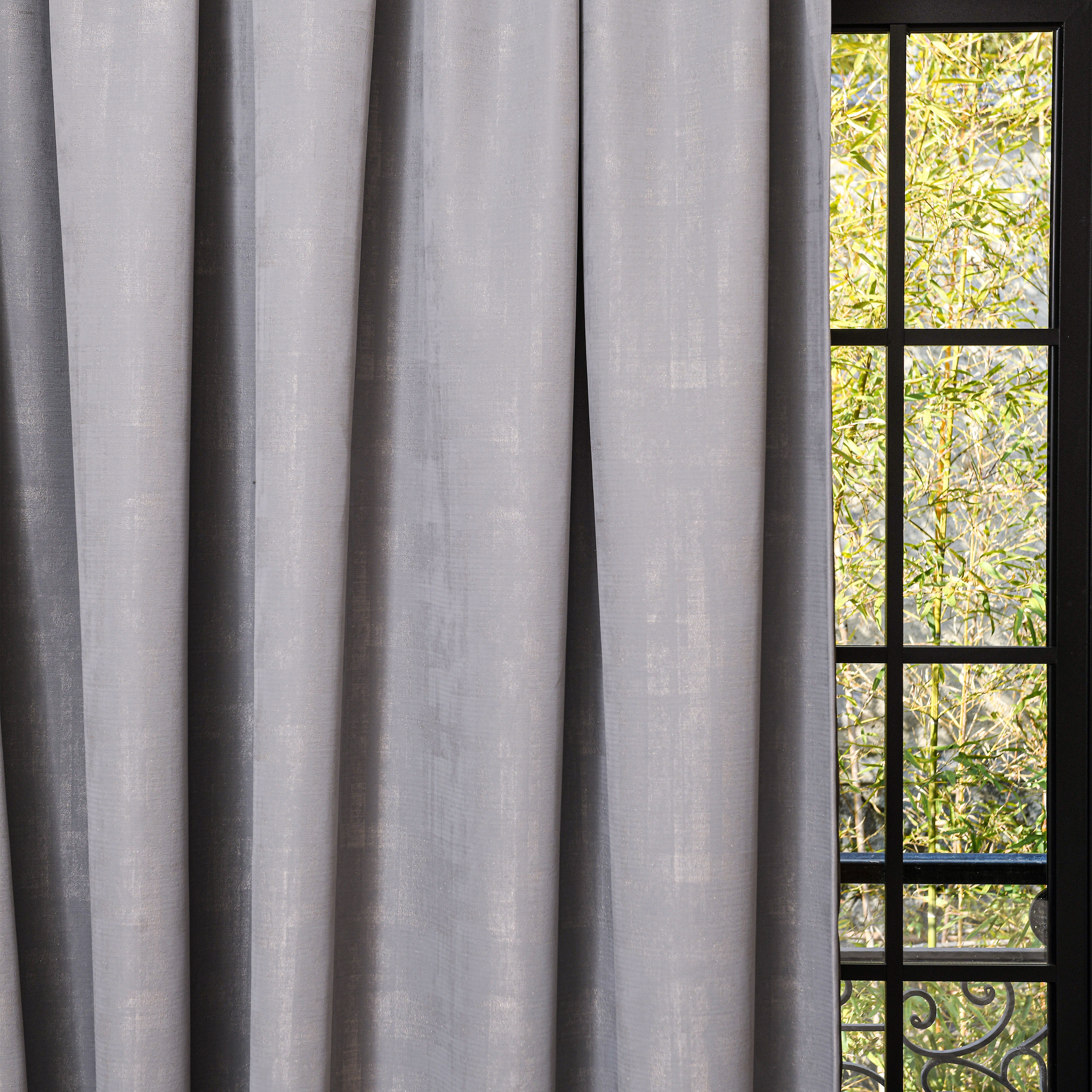 A close-up of DWCN Official Aurelia cotton curtain with embroidered pattern, showcasing detailed floral design and soft fabric texture.