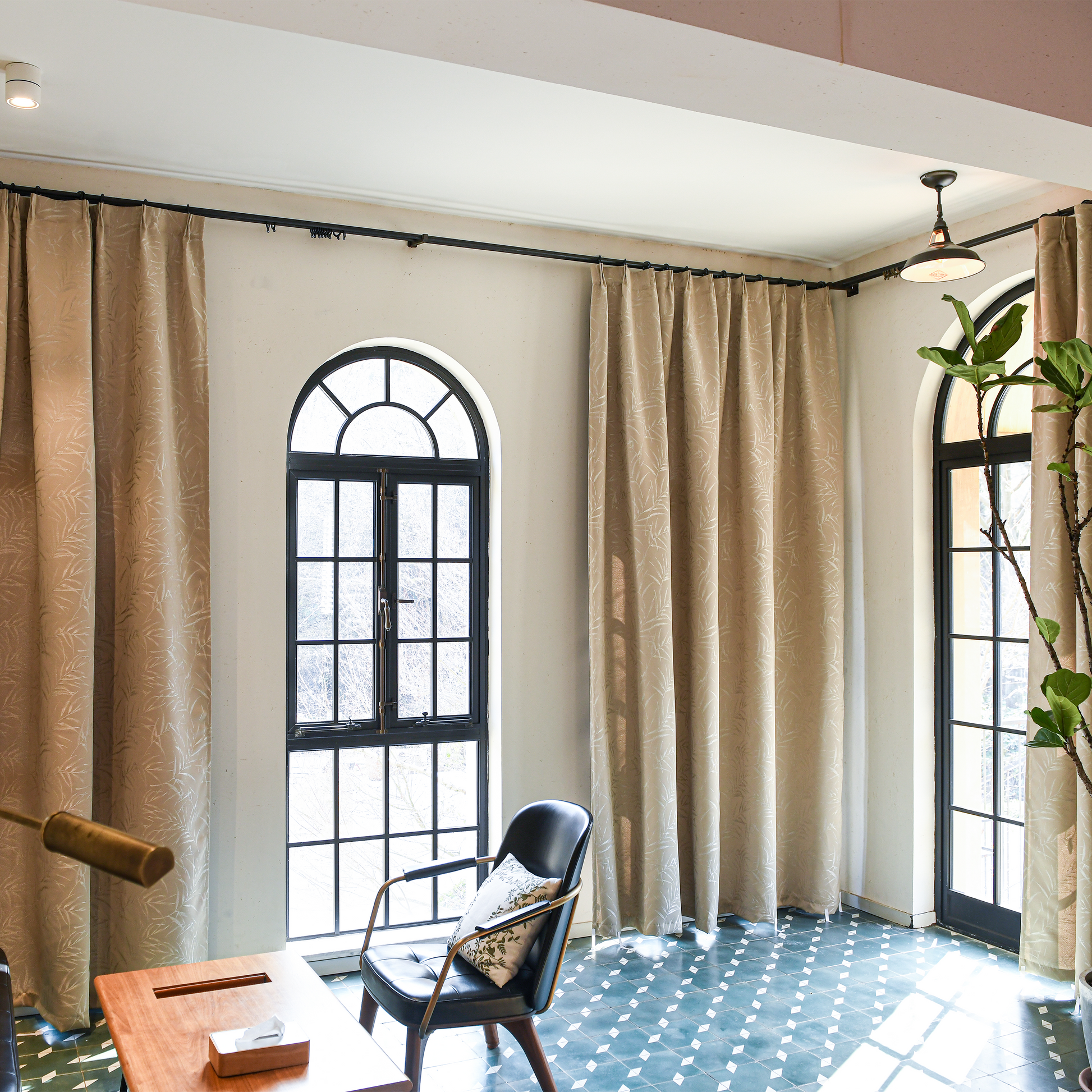 Cotton curtain with embroidered pattern by DWCN Official, featuring elegant designs in soft, natural fabric for stylish window decor.