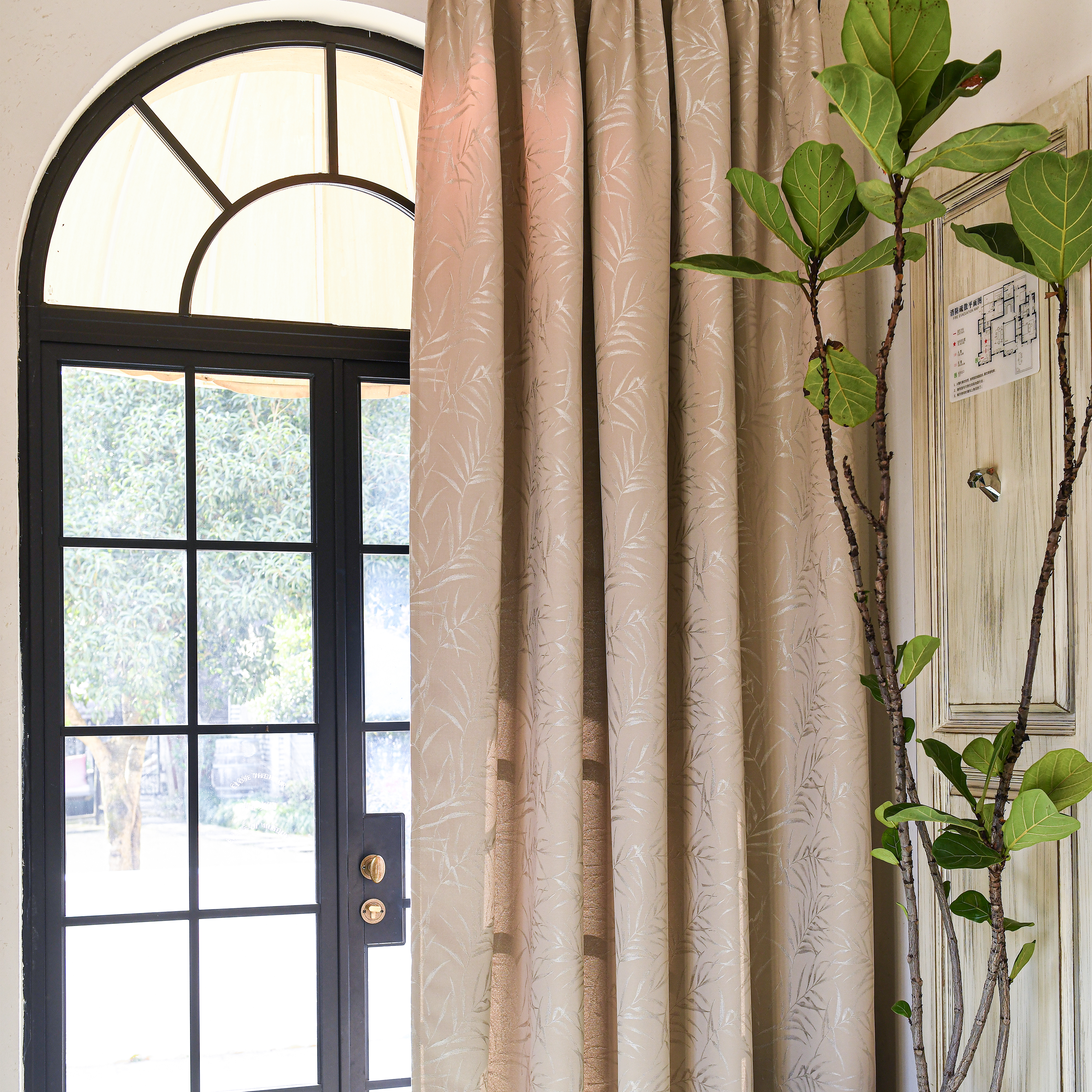 Elowen embroidered-pattern cotton curtain with floral design, perfect for elegant home decor from DWCN Official.