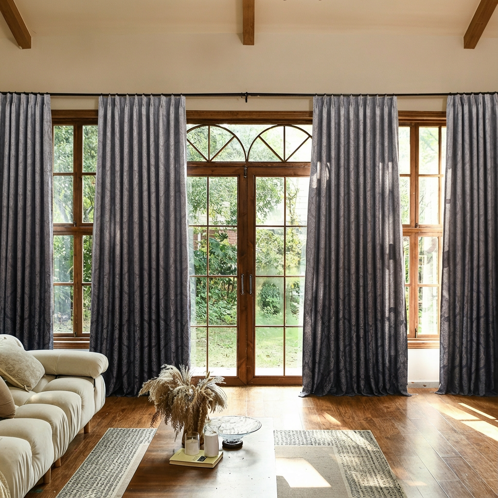 Gray luxury silk-fiber ombre blackout curtains by DWCN Official, showcasing elegant fabric and modern design for stylish window decor.