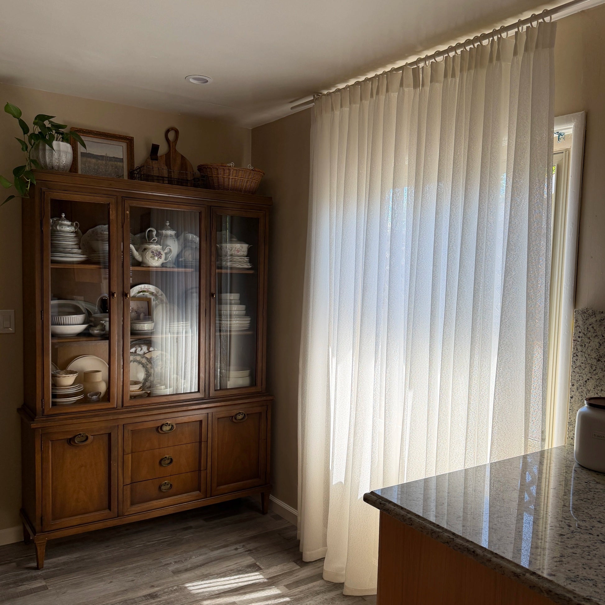 Light linen sheer curtain from DWCN Official's Selene Snow Mist collection, showcasing a custom, airy window treatment with soft fabric.