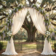 Ivory wedding premium terylene sheer drapes from DWCN Official, showcasing elegant, lightweight fabric for sophisticated event decor.