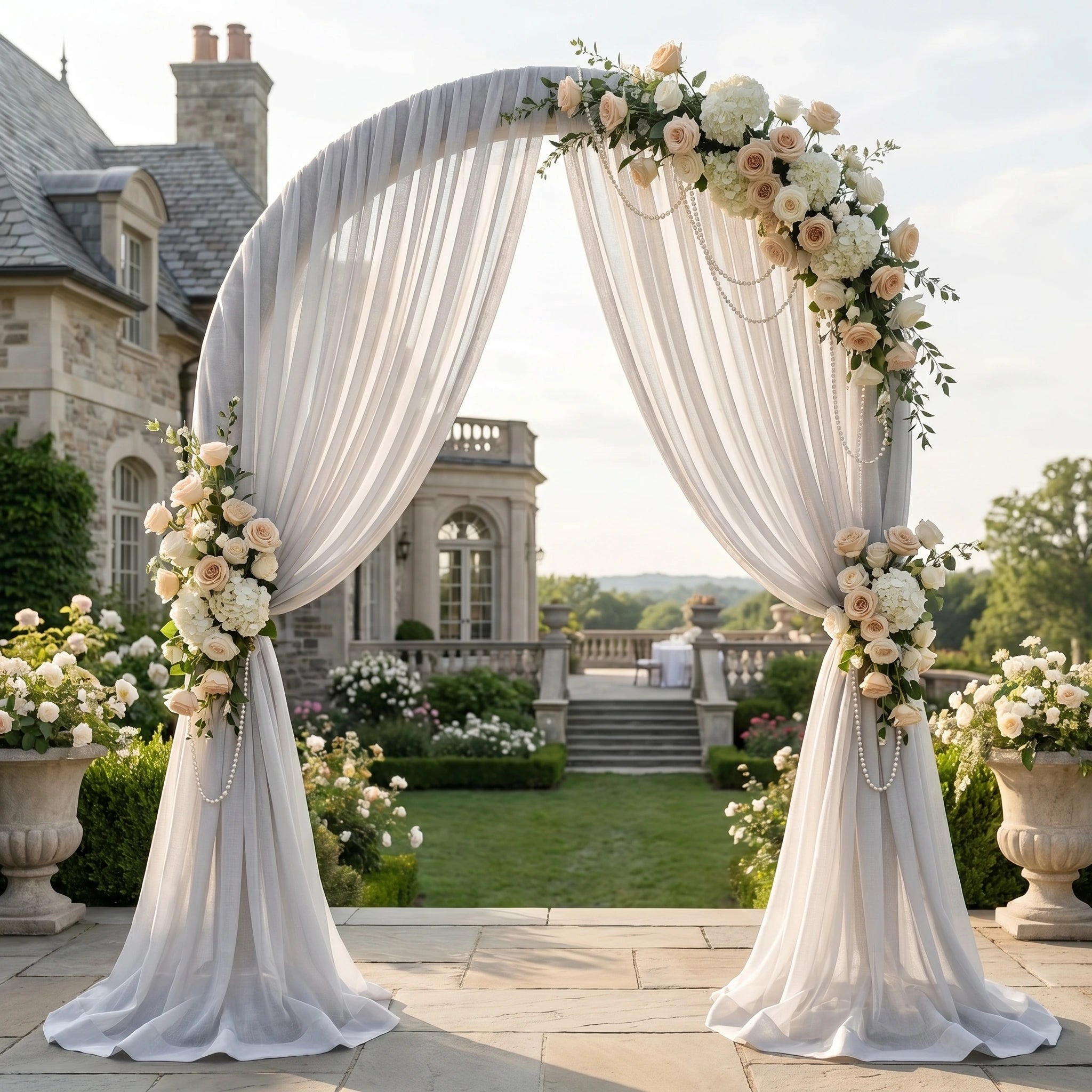 Wedding Linen-Texture Sheer Drapes