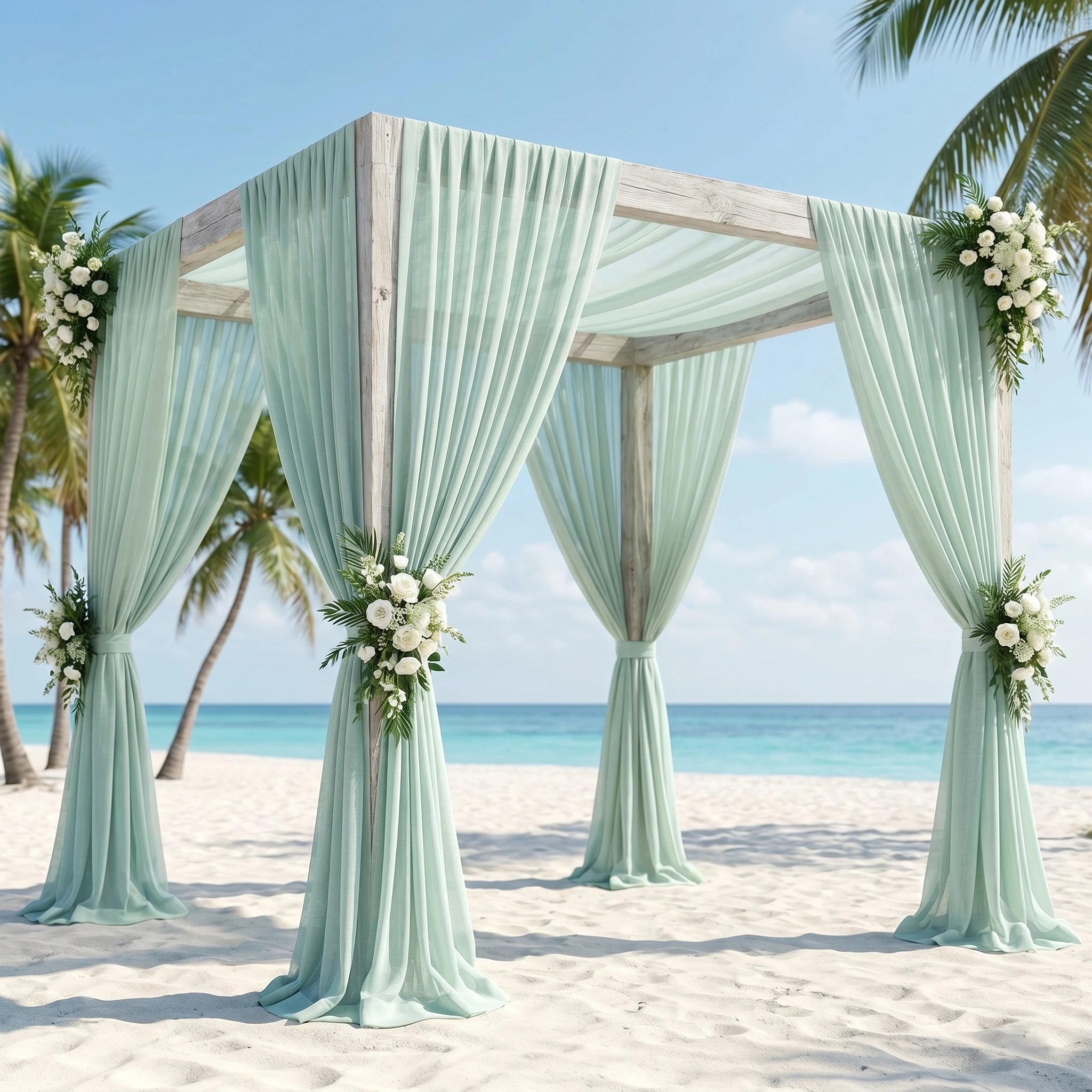 Wedding Linen-Texture Sheer Drapes