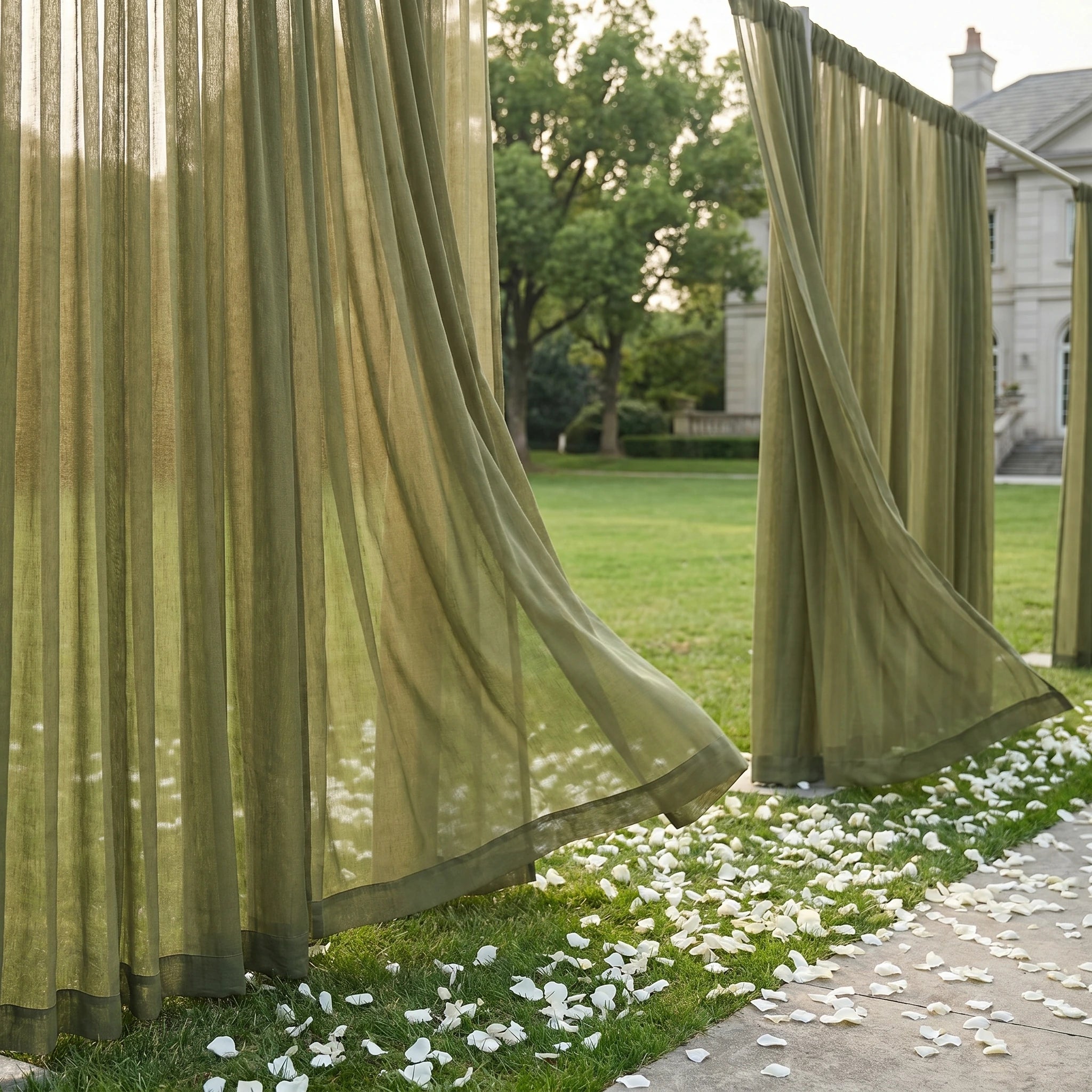 Wedding Linen-Texture Sheer Drapes
