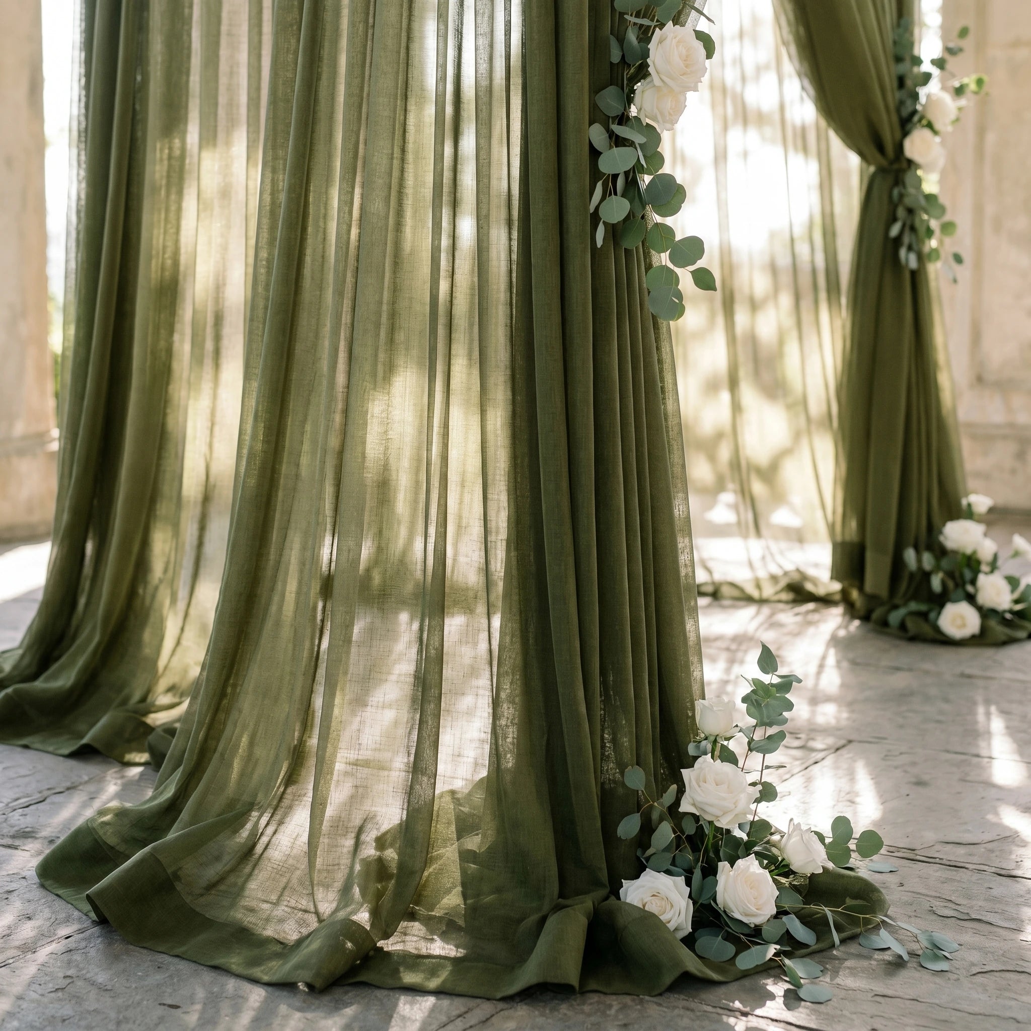 Wedding Linen-Texture Sheer Drapes