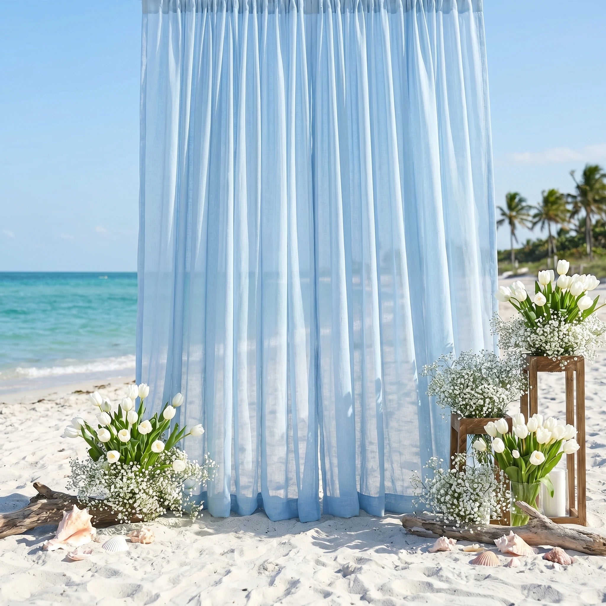 Wedding Linen-Texture Sheer Drapes