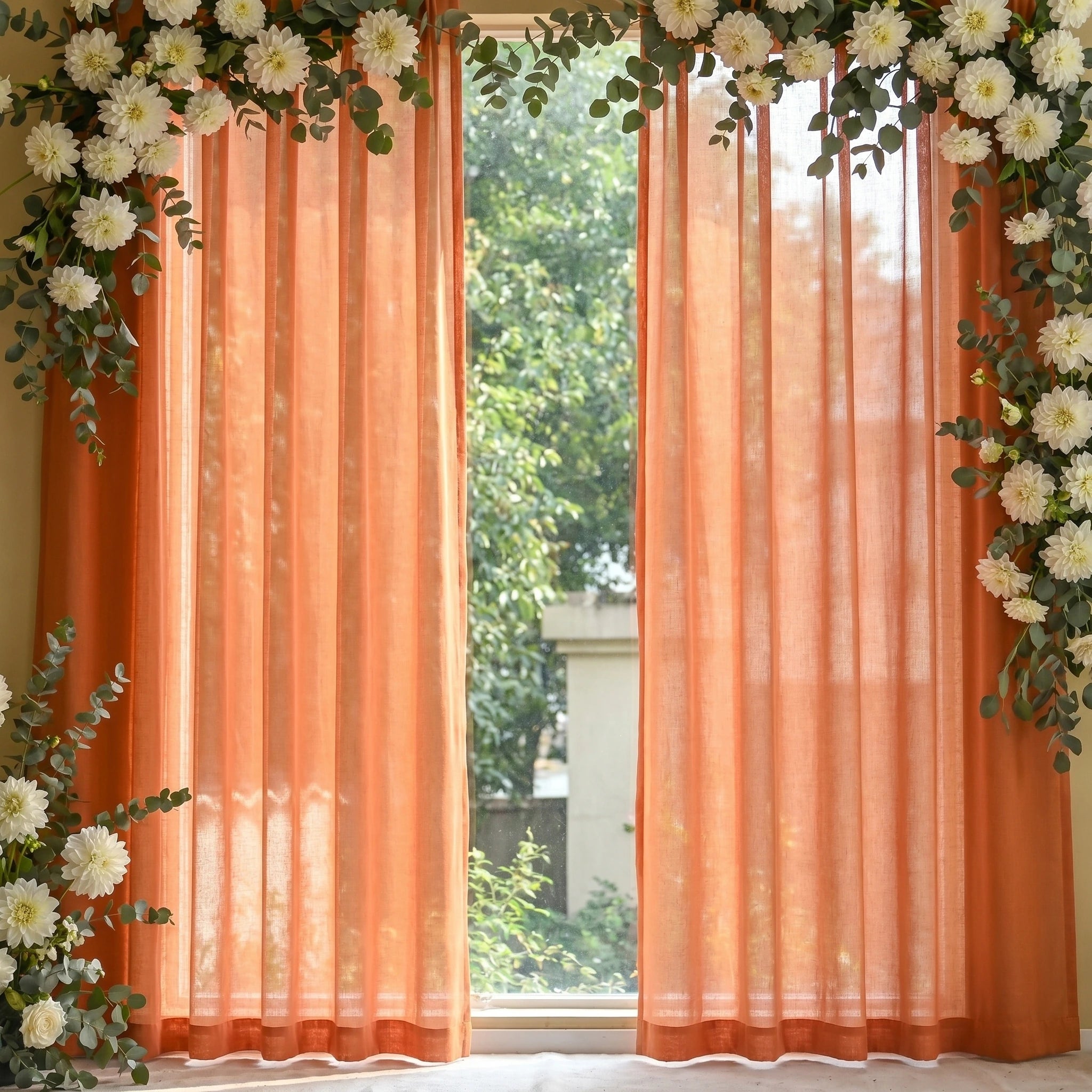 Wedding Linen-Texture Sheer Drapes