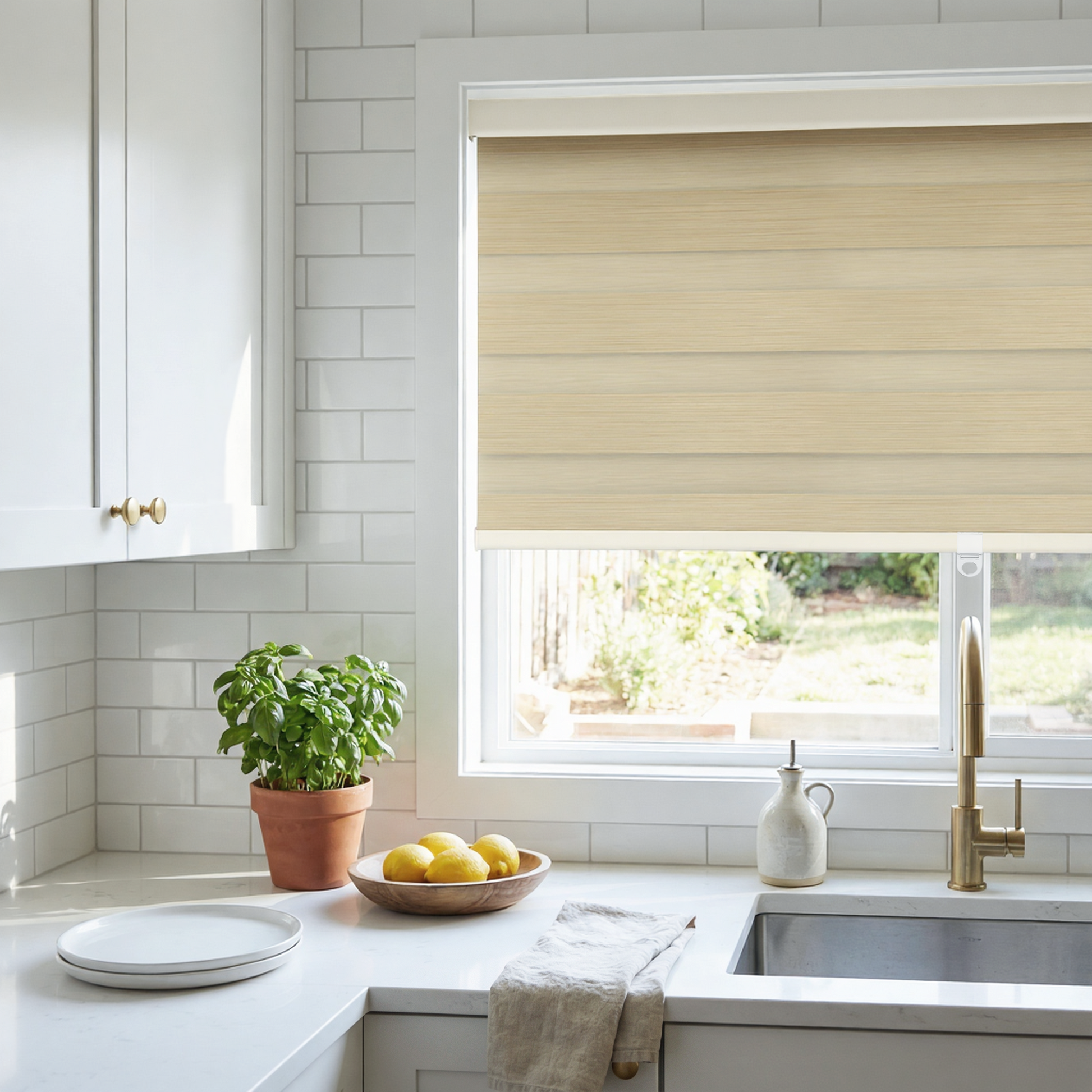 Blackout zebra shade with cordless design by DWCN Official, featuring black and white striped fabric for light control and privacy.