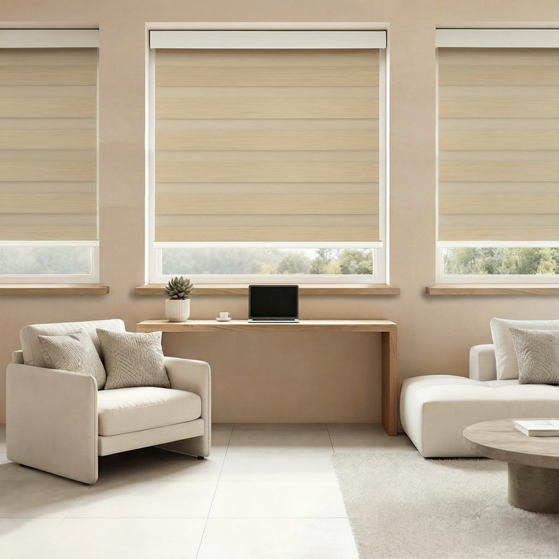 Blackout zebra shade by DWCN Official, cordless design with black and white zebra pattern, provides light control and privacy.