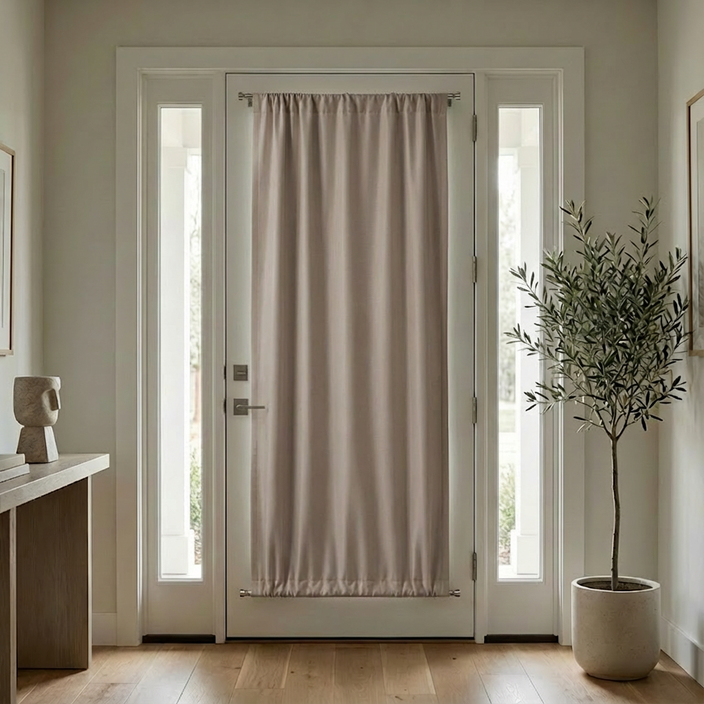 Taupe luxury silk-fiber French door blackout curtains by DWCN Official, stylish and functional window treatment with blackout fabric.