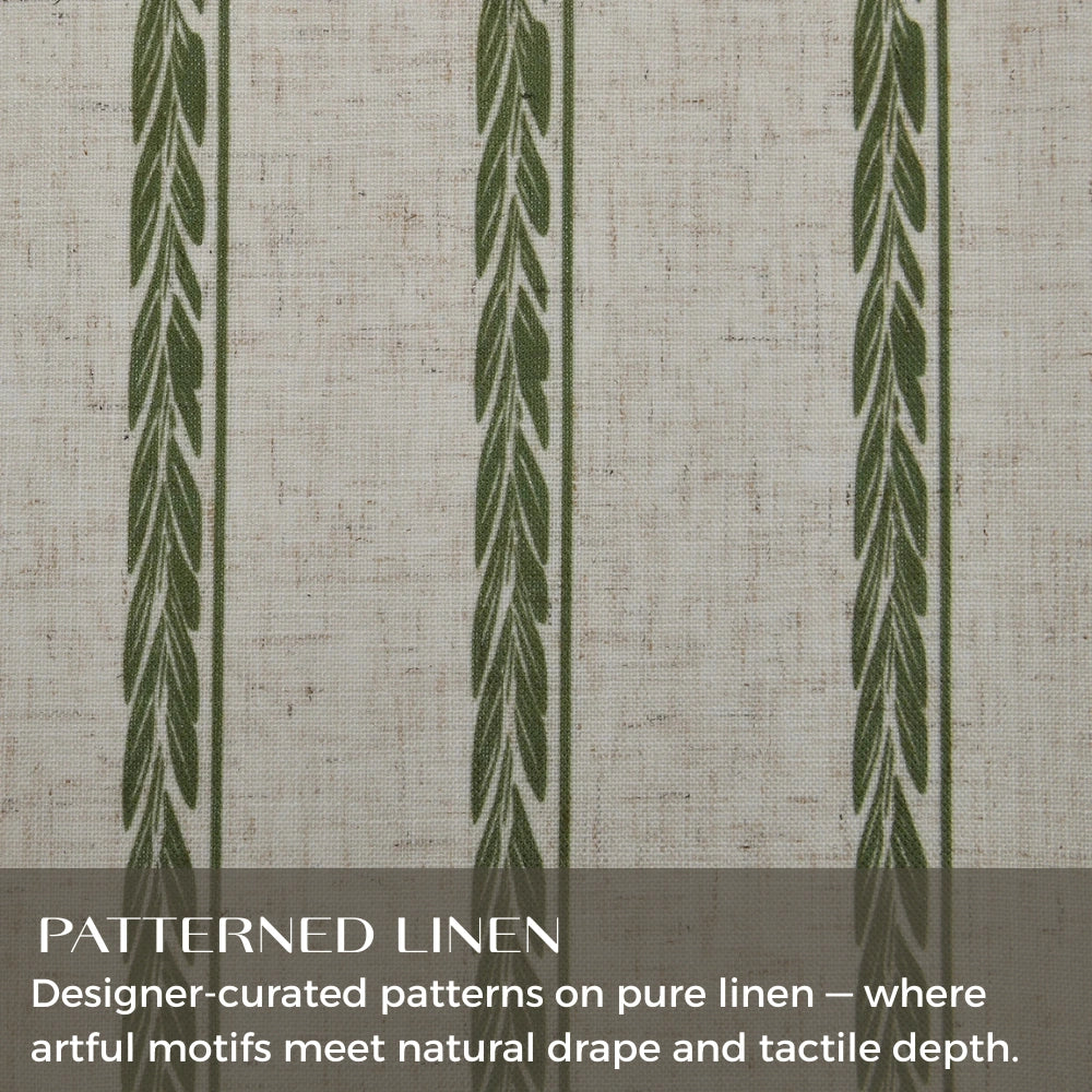 Demeter Aurata patterned linen curtains with pencil pleat top, stylish and lightweight window treatment by DWCN Official.