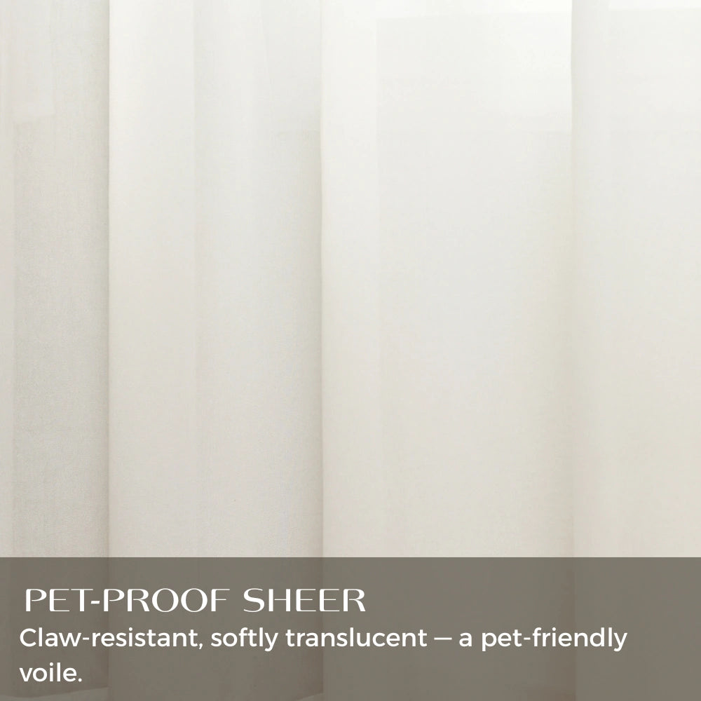 Custom privacy pet chiffon sheer curtains with pencil pleat headers, designed by DWCN Official for elegant window coverage.