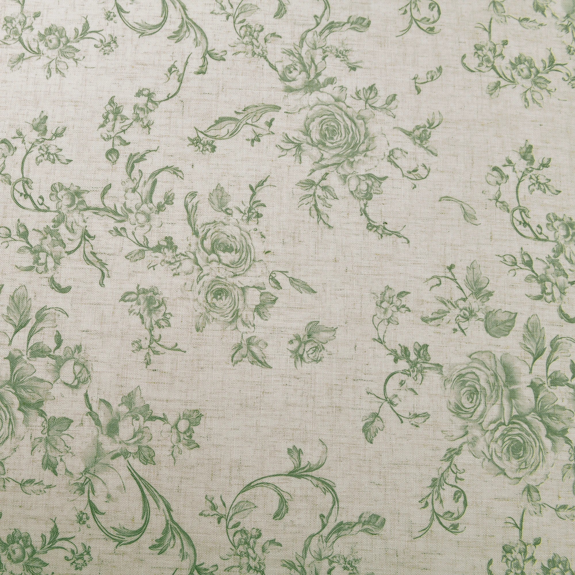 DWCN Official Antheia Millefiori patterned linen curtains with colorful floral design hanging on a window.