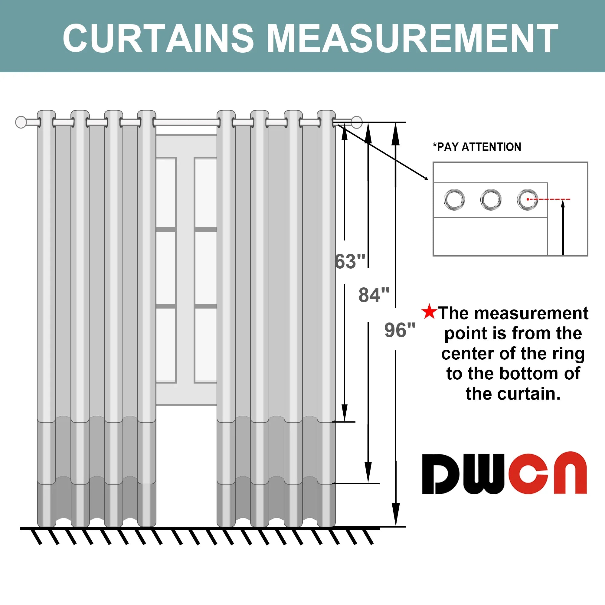 Pair of DWCN Blackout Curtains with tiebacks, set of 2 panels, made of durable fabric for light blocking and privacy.