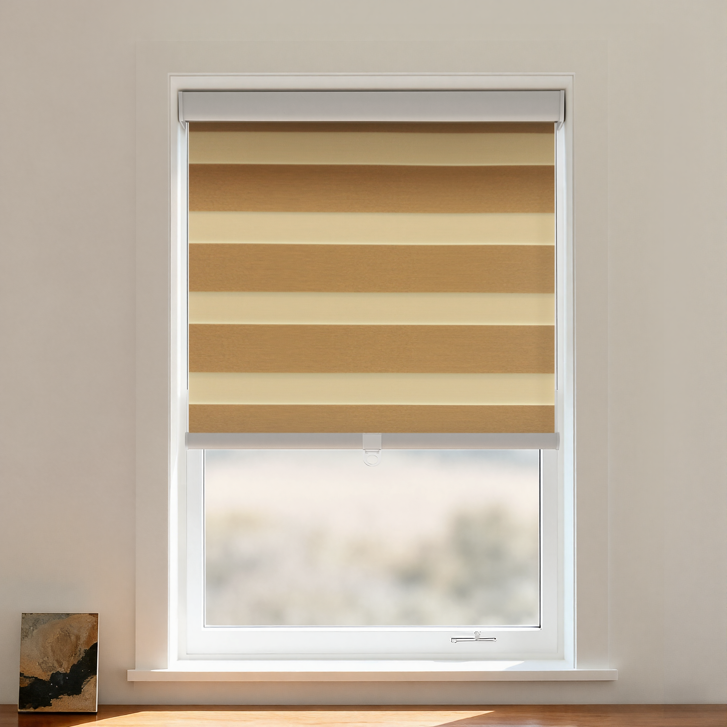 Hillary Blackout Zebra Shade by DWCN Official with cordless design, black and white zebra pattern window covering.