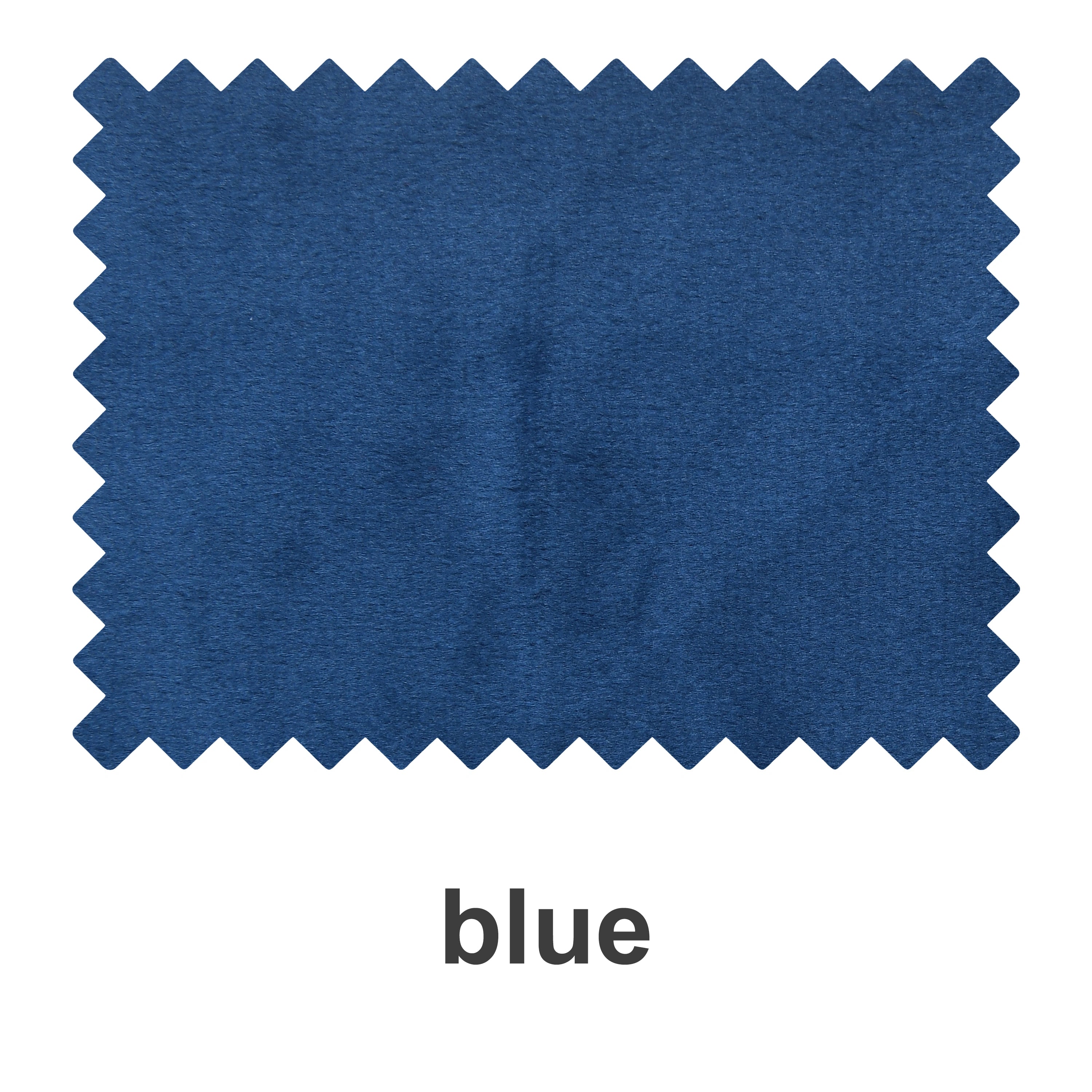 Close-up of a blue velvet blackout fabric swatch booklet by DWCN Official showing textured fabric samples.