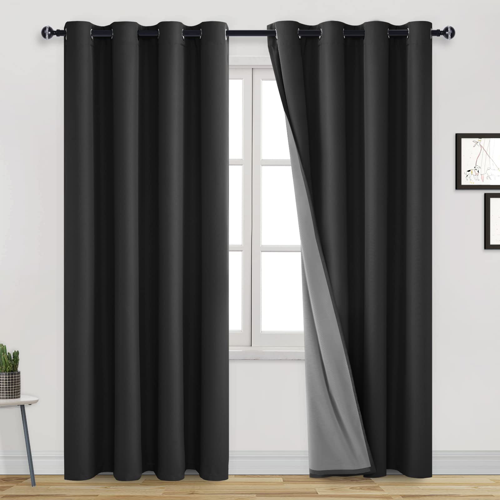 Blackout curtains with grommet top design by DWCN Official, featuring 100% blackout fabric for bedroom or living room window.