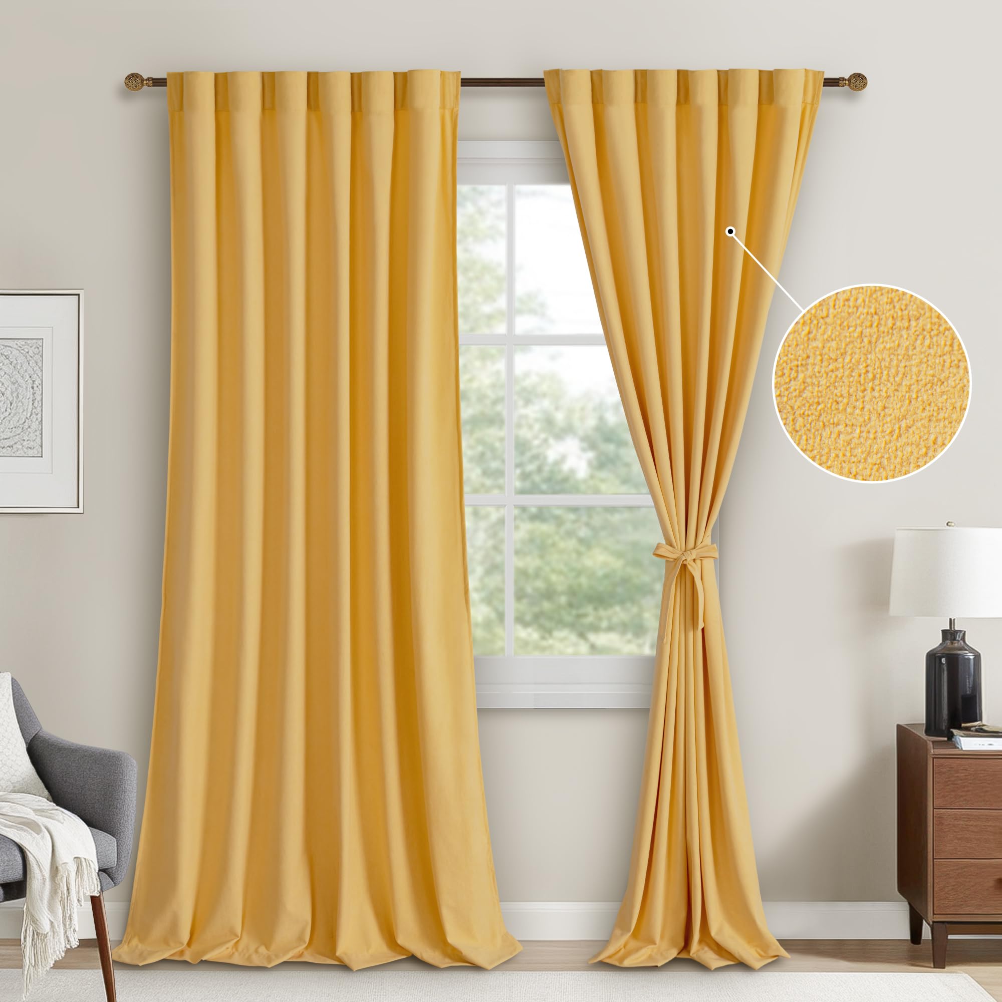 DWCN Velvet Curtains, 2 panels with rod pocket and back tab, showcasing soft, luxurious fabric and elegant design for window decor.