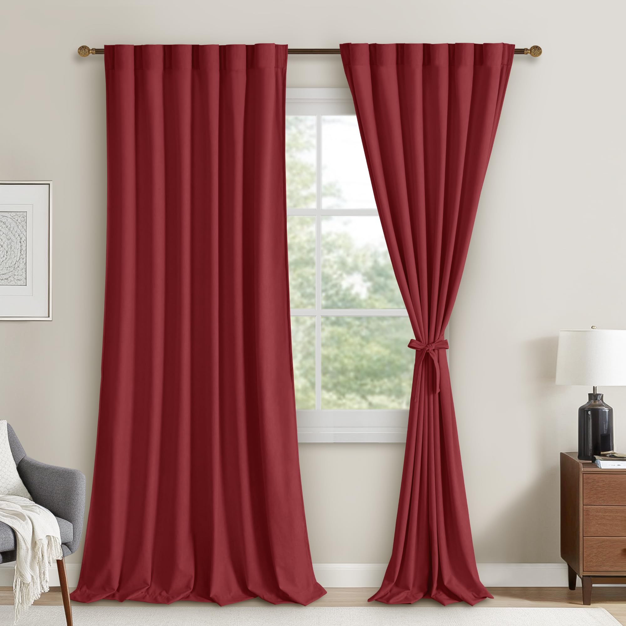 DWCN Velvet curtains with 2 panels featuring rod pocket and back tab for elegant window decor