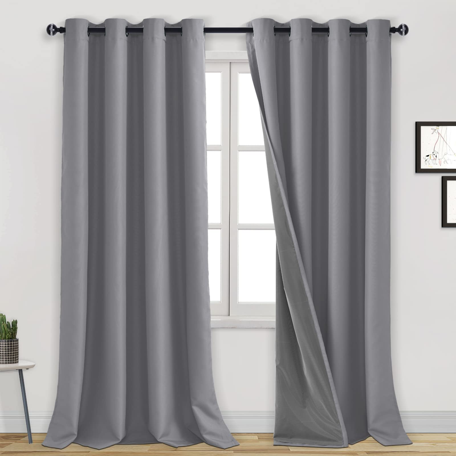 Blackout curtains with grommet top design by DWCN Official, featuring a sleek black fabric ideal for blocking light.