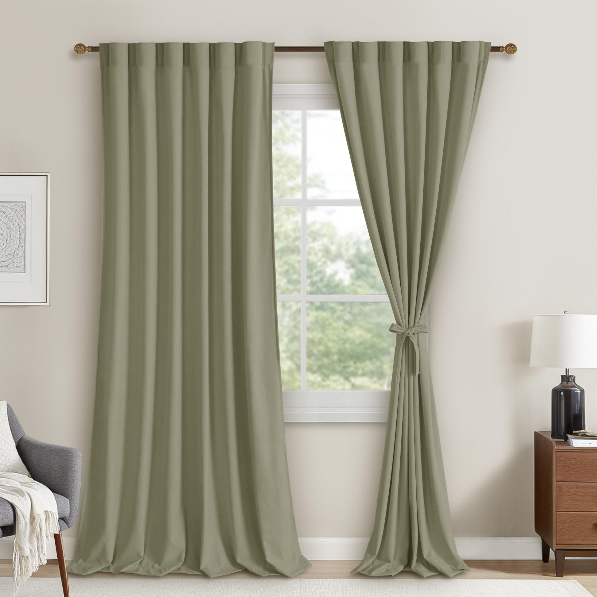 Elegant DWCN Velvet Curtains with 2 panels, rod pocket and back tab design, showcasing soft, luxurious fabric and stylish window coverage.