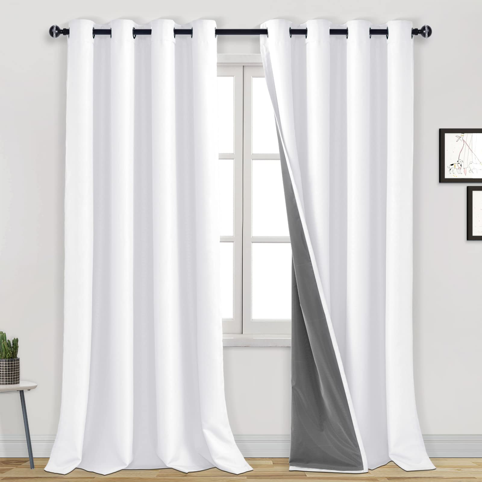 DWCN official blackout curtains with grommet top design, made of 100% blackout fabric for light blocking and privacy.