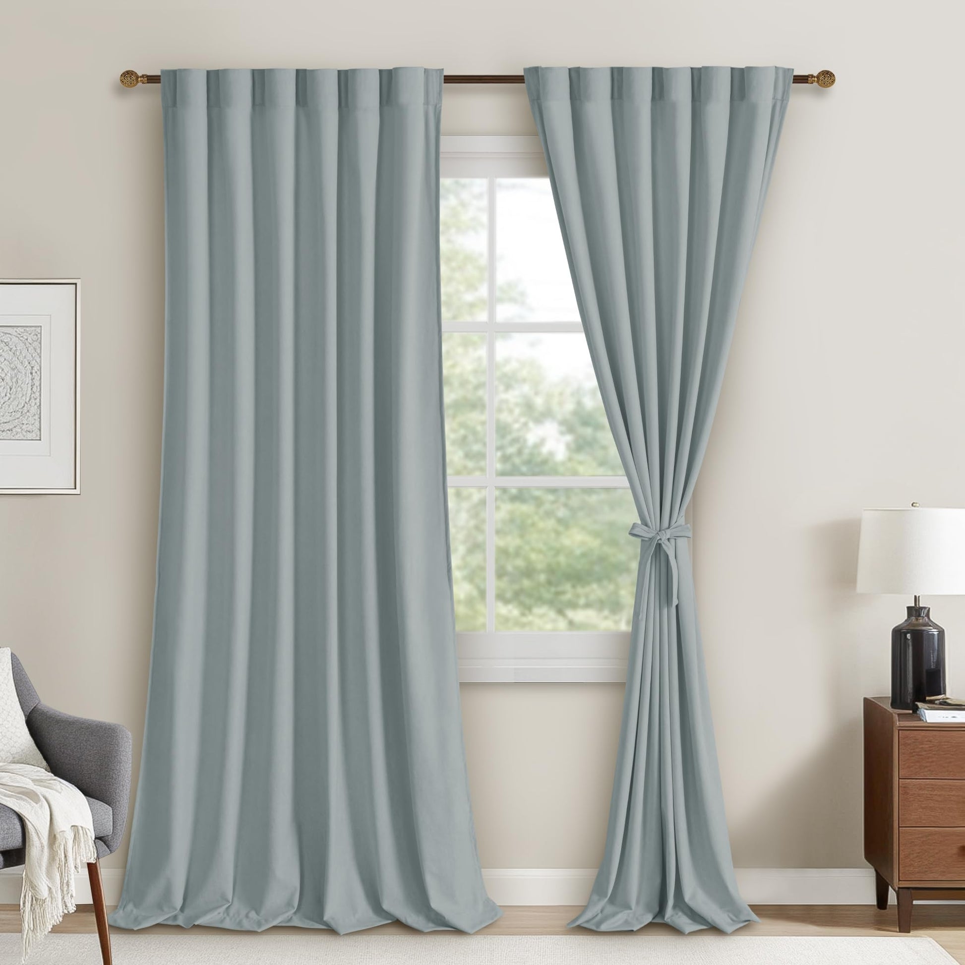 DWCN Velvet Curtains, 2 panels with rod pocket and back tab design, soft and luxurious window treatment for elegant decor