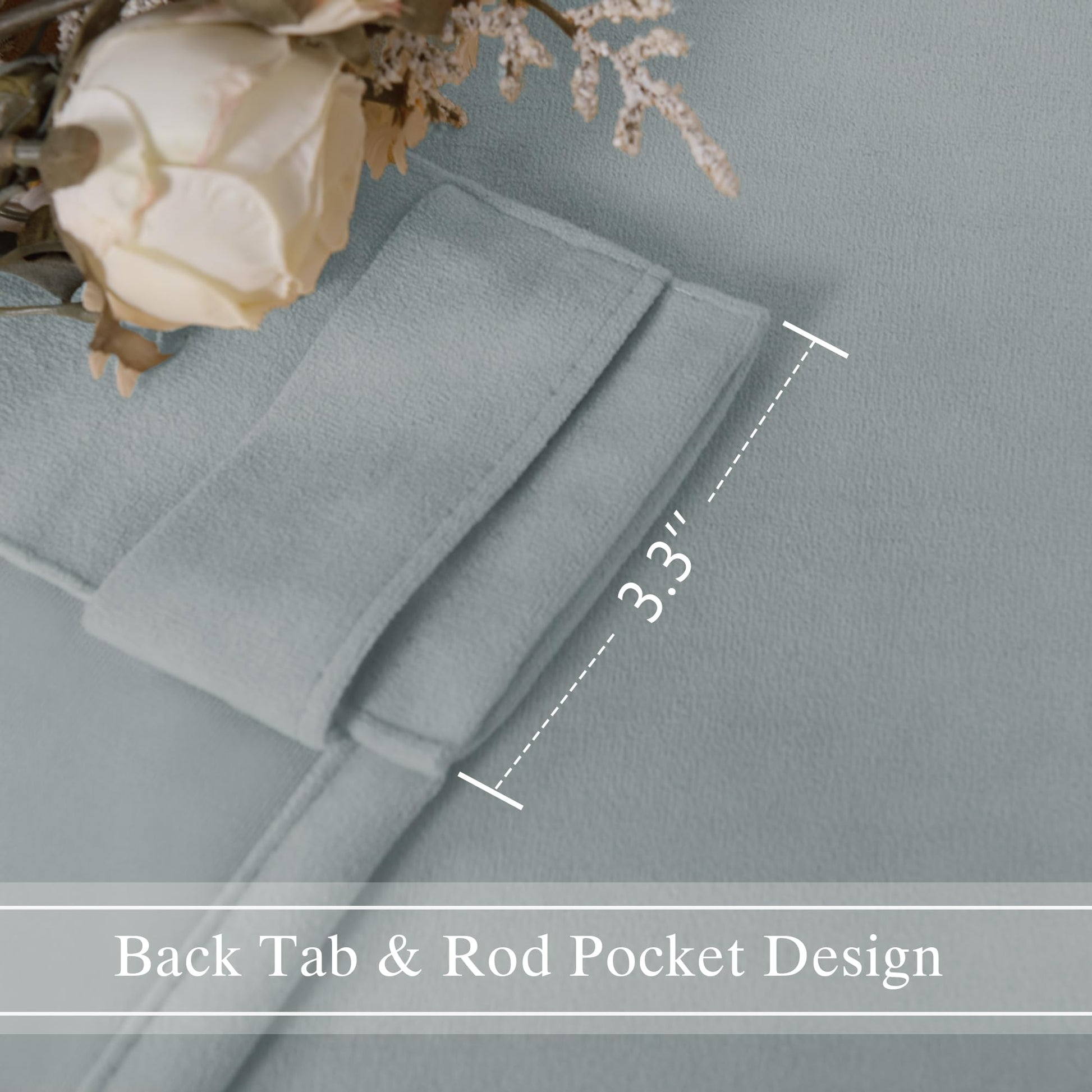 Two velvet curtain panels with rod pocket and back tab design in deep color, designed for elegant window dressing.