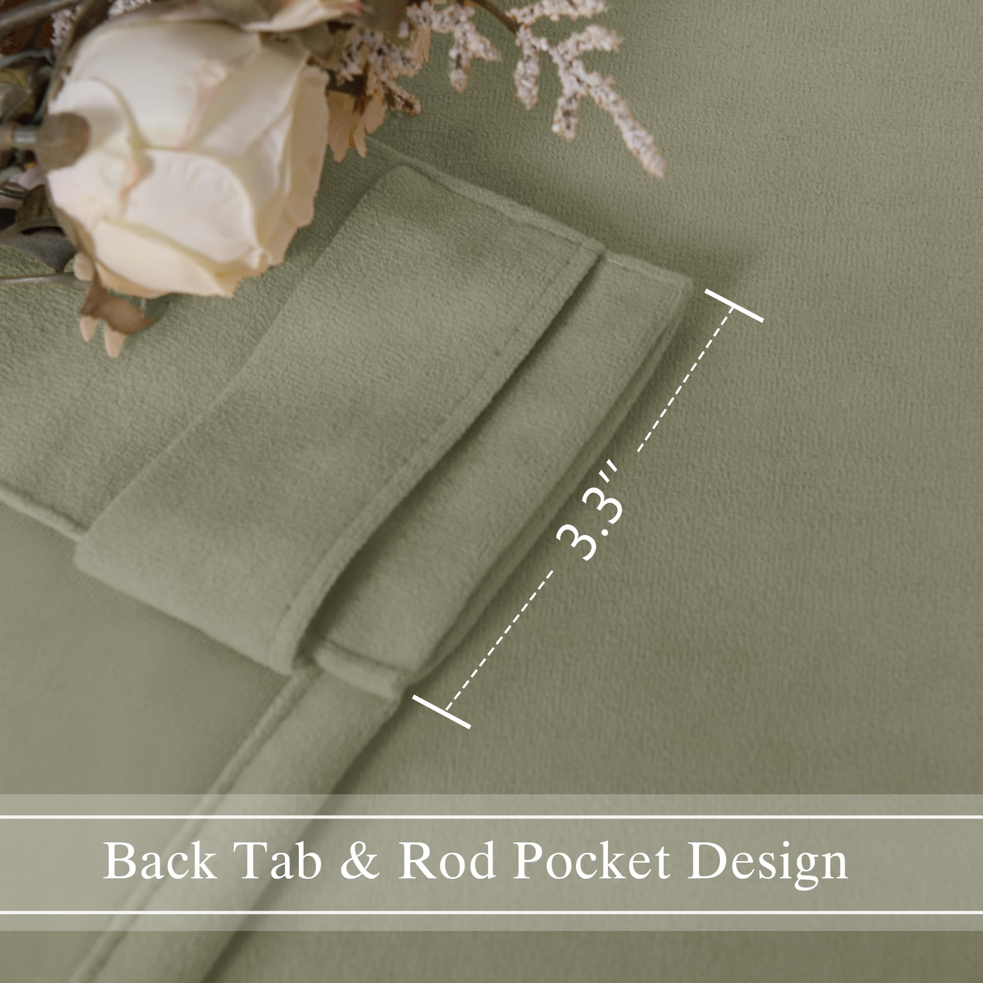 Elegant DWCN Velvet Curtains in two panels with rod pocket and back tab design, featuring a soft, luxurious fabric.