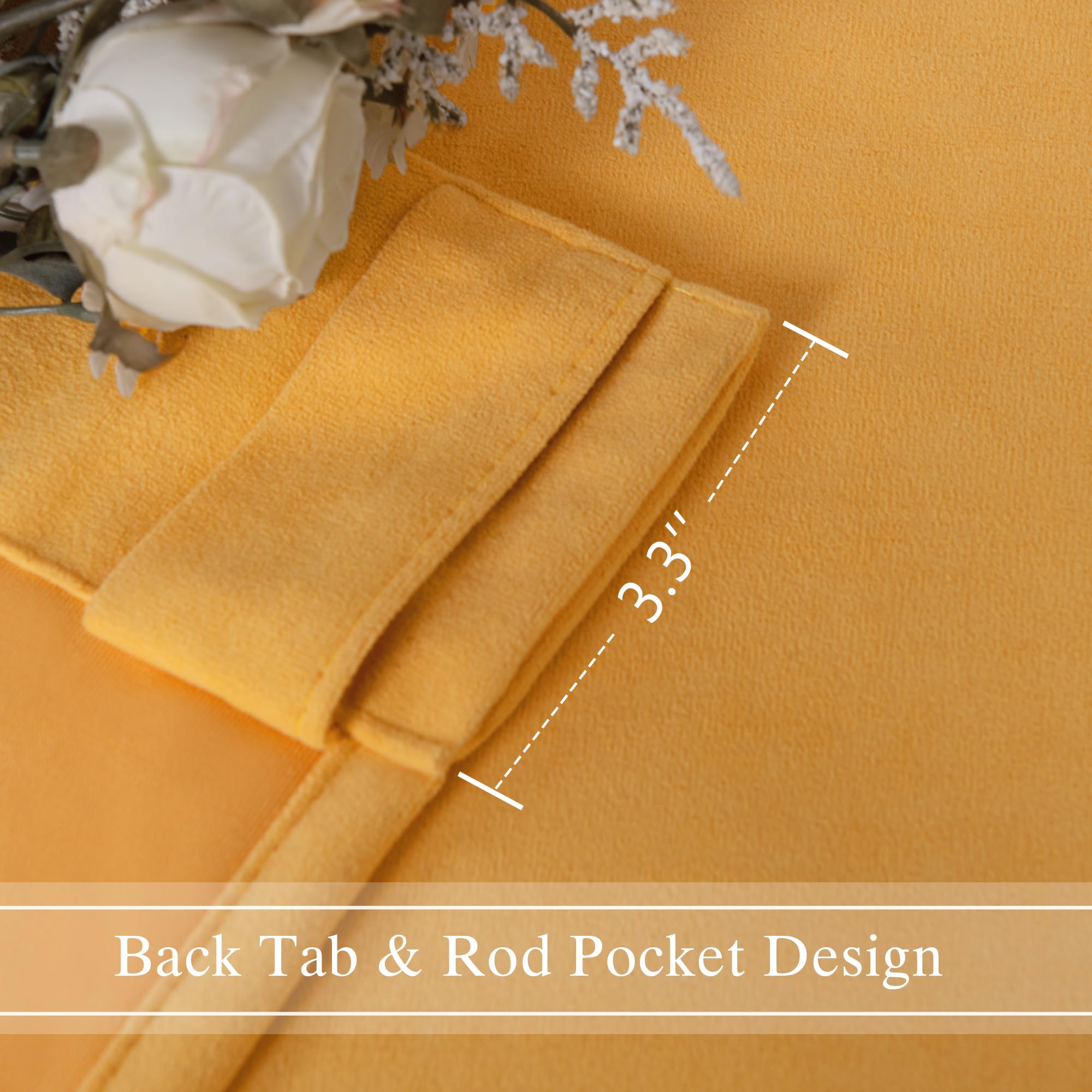 DWCN Velvet Curtains with 2 panels, rod pocket and back tab, featuring soft, luxurious fabric and elegant design.