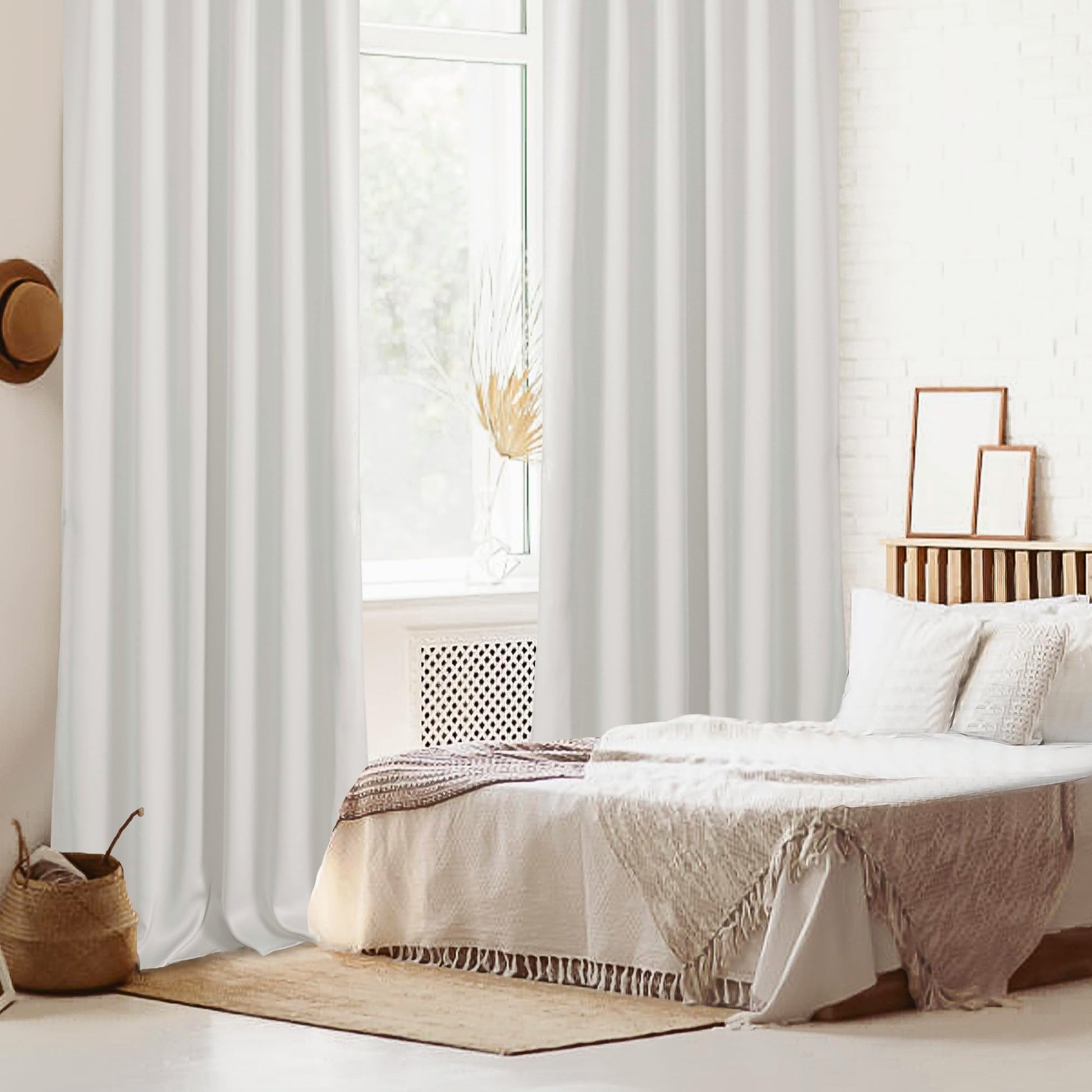 DWCN blackout curtains with tiebacks, rod pocket and back tab design, set of 2 panels in black fabric, ideal for light blocking.